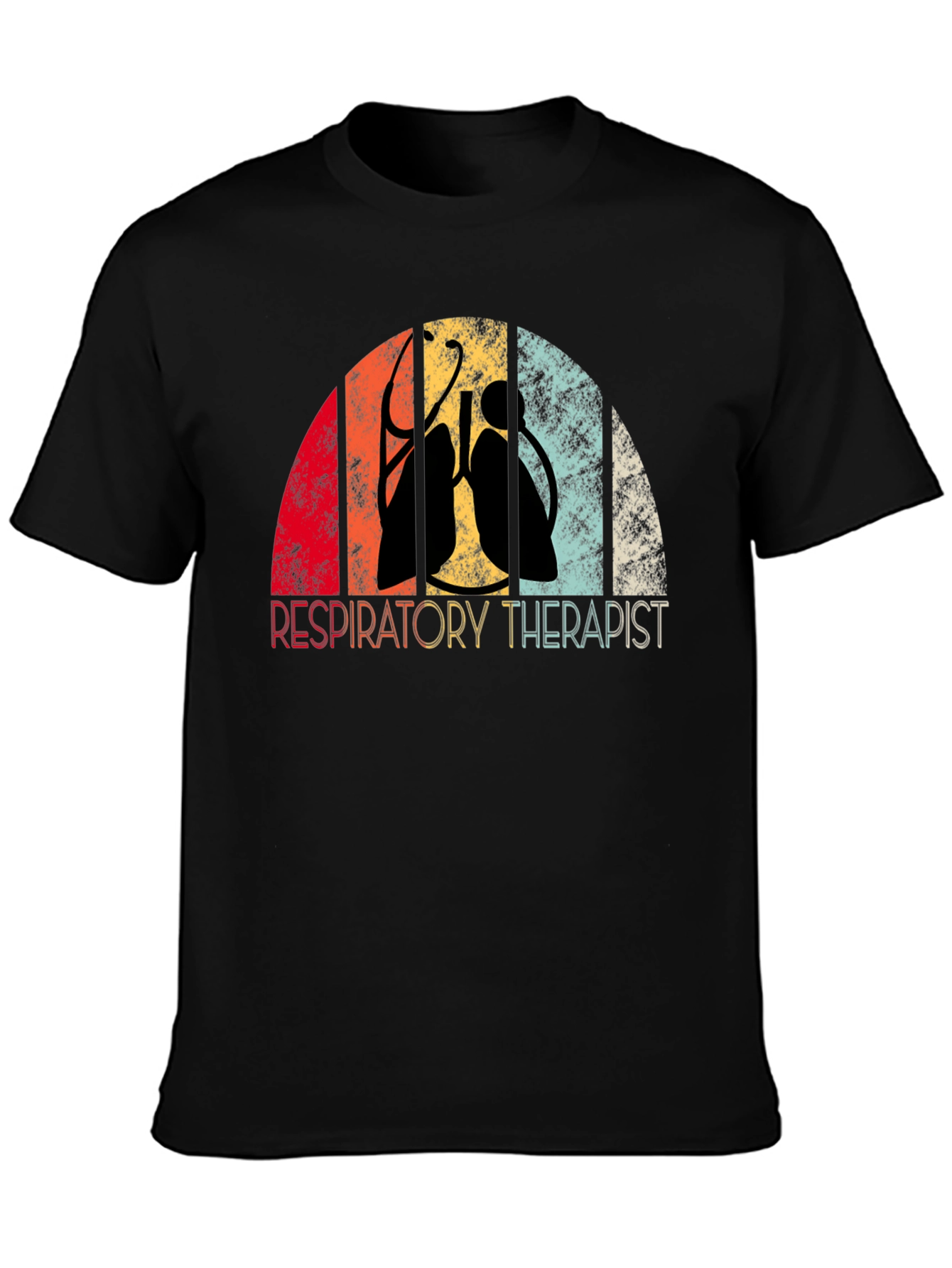 Black Respiratory Therapist Retro T-Shirt view 3
