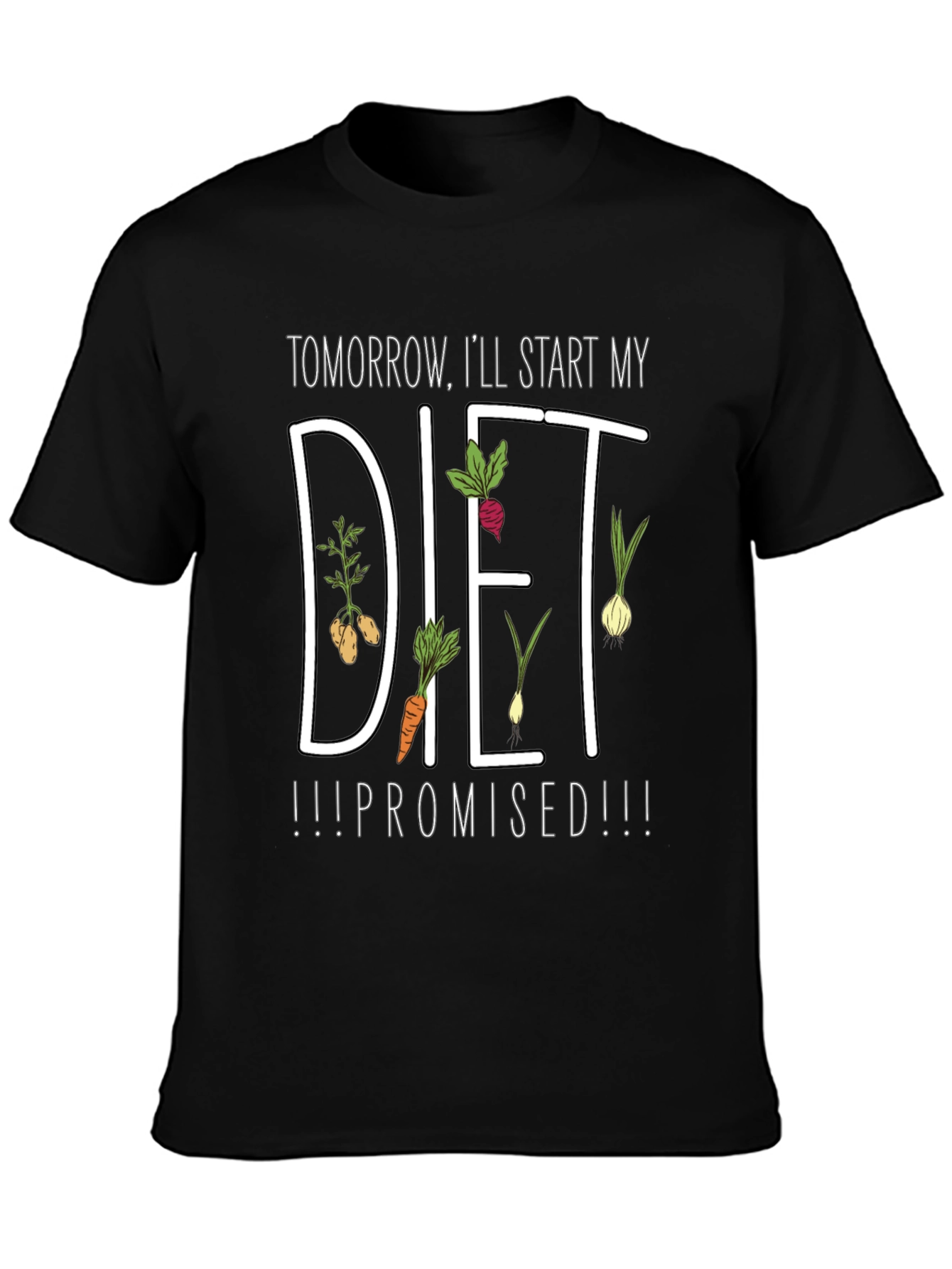 Black Tomorrow I'll Start My Diet T-Shirt view 3