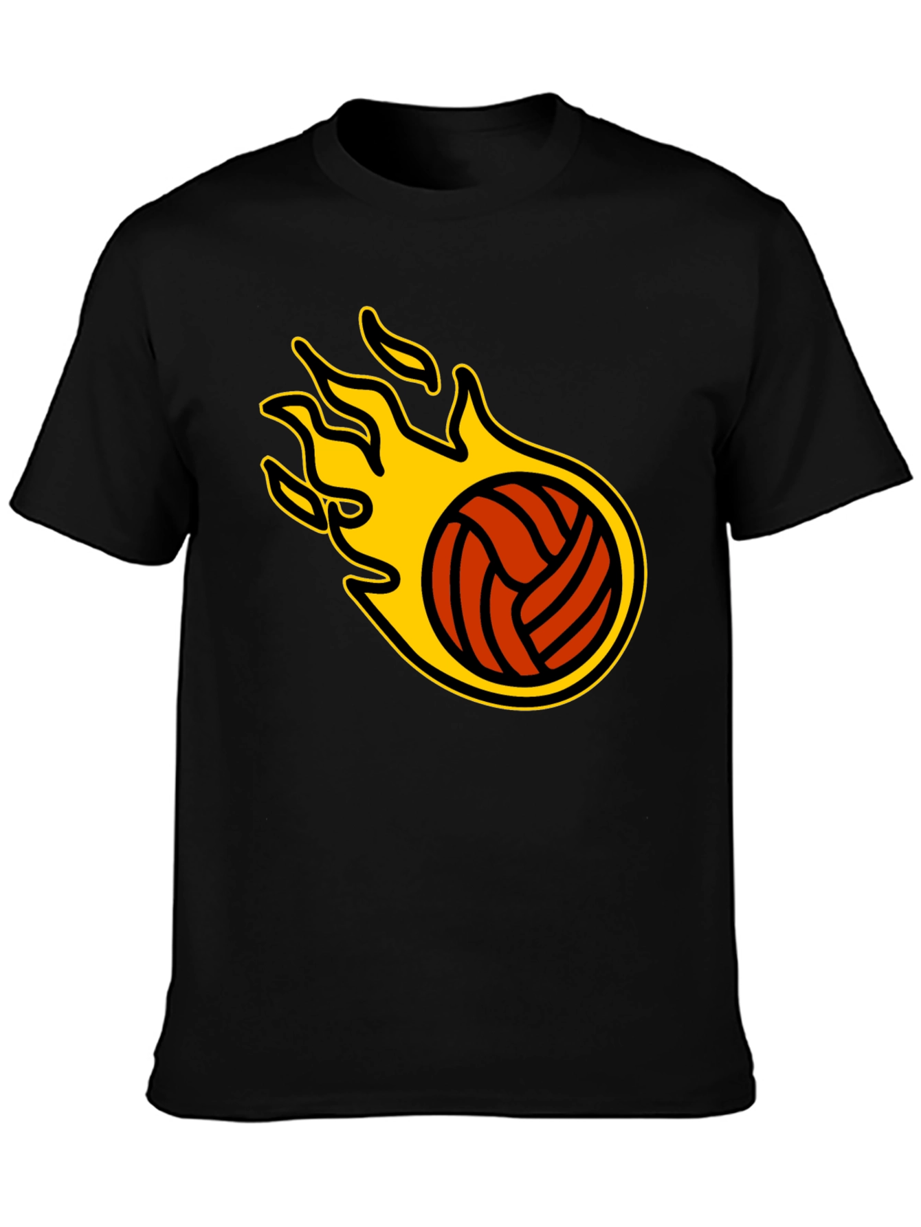 Black Flaming Volleyball Graphic T-Shirt view 3