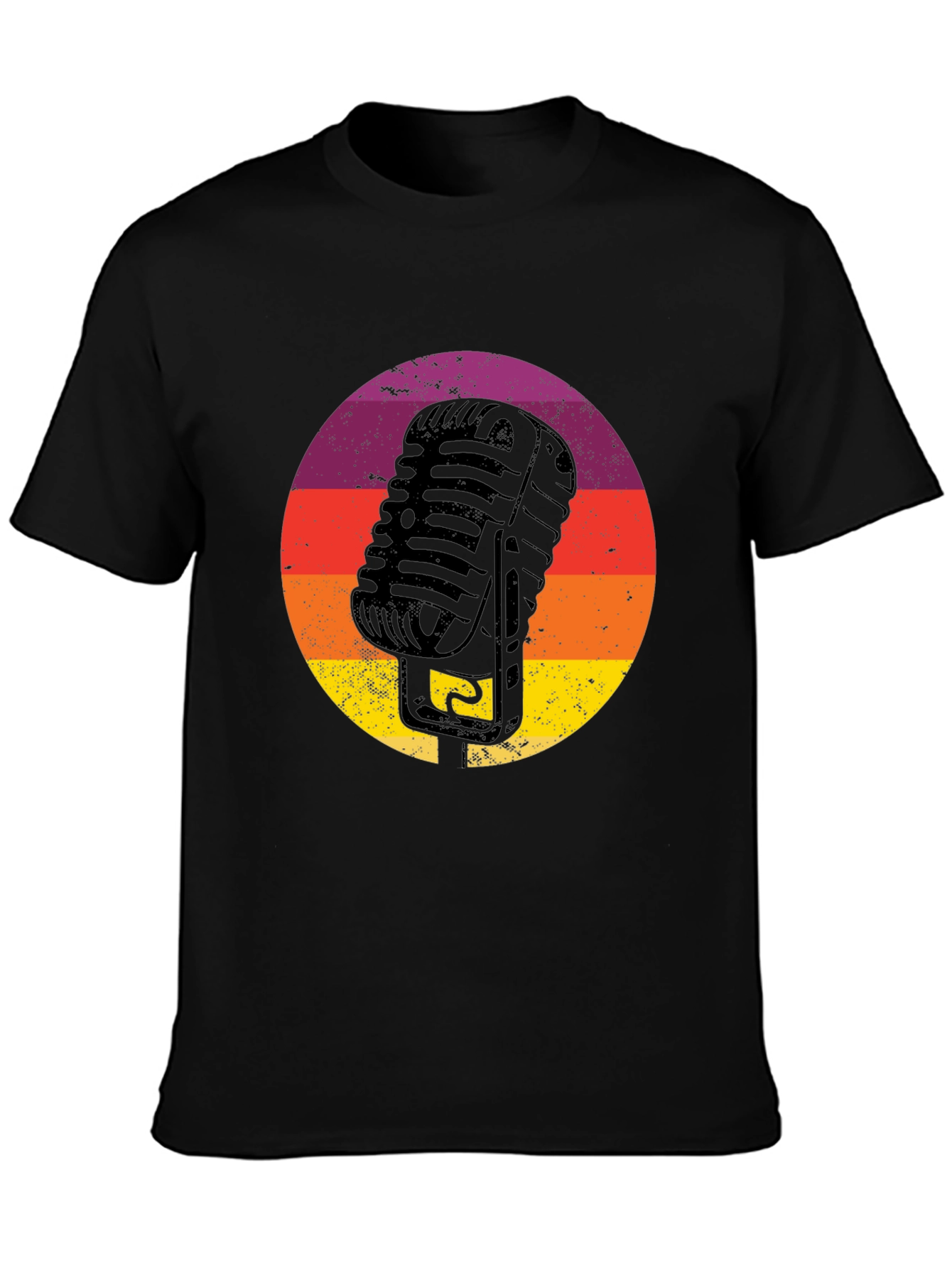 Black Retro Microphone T-Shirt - Vintage Vocal Style view 3