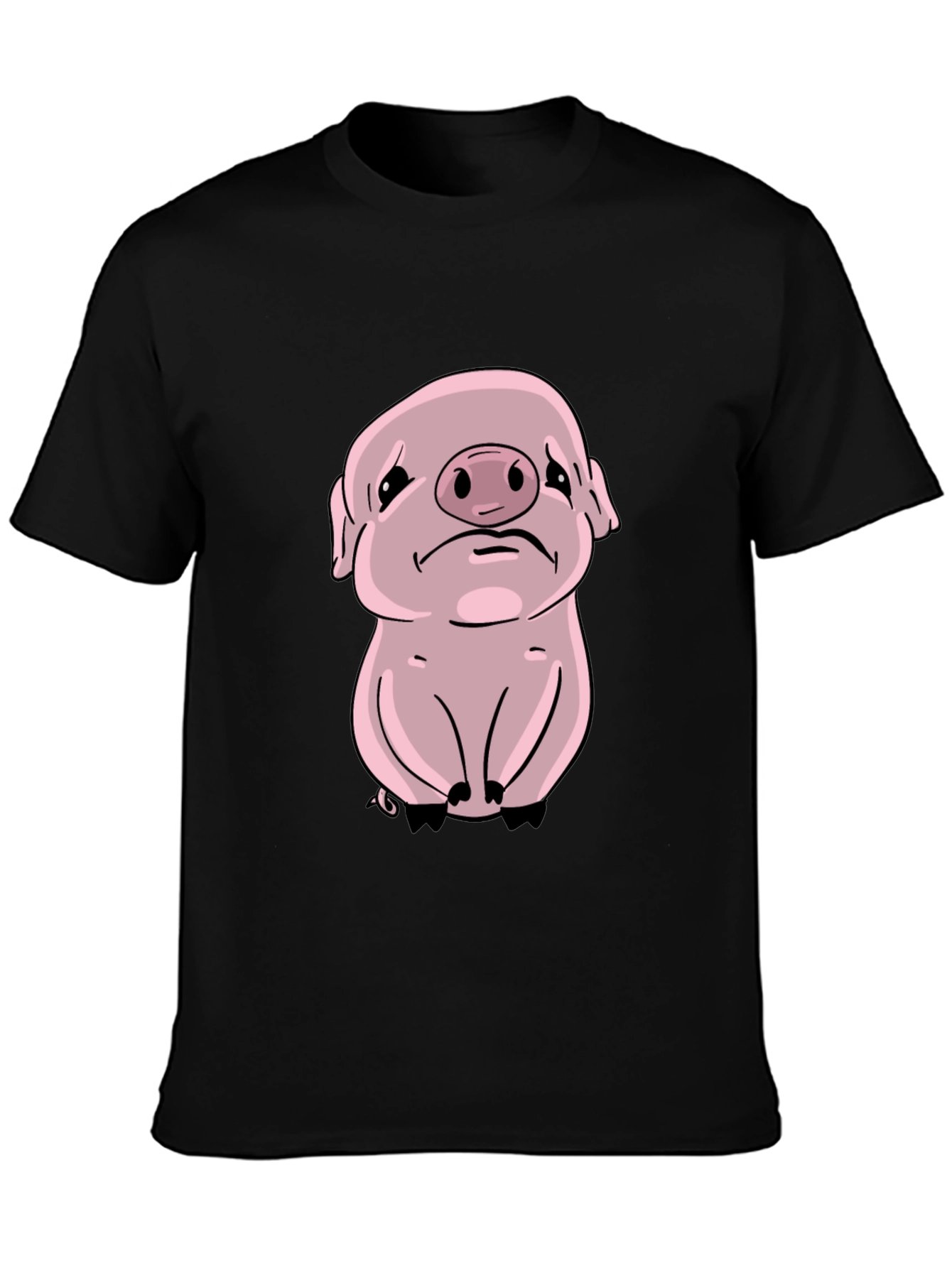 Black Sad Pig Graphic Tee - Black Cotton Comfort view 3
