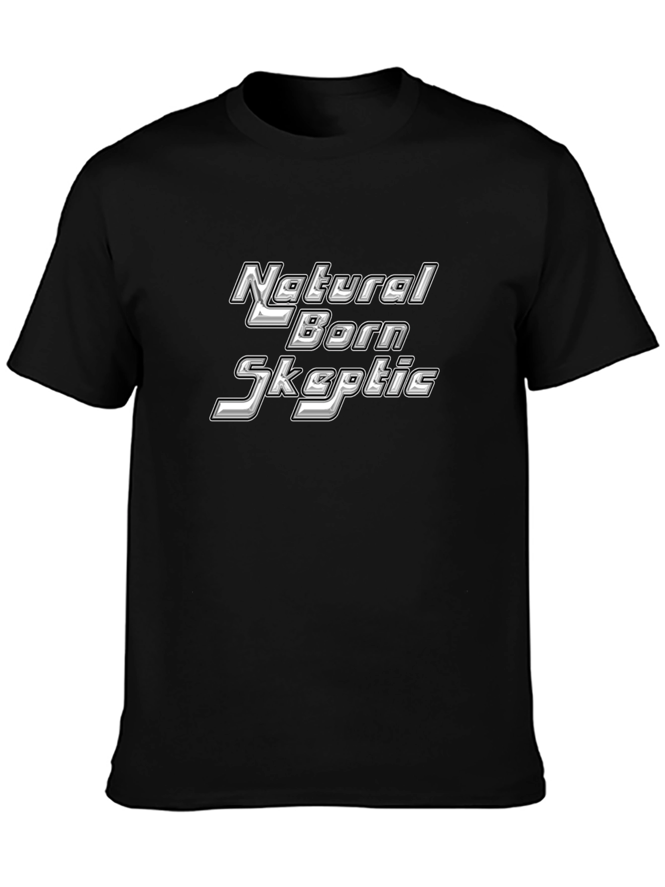 Black Natural Born Skeptic Black T-Shirt view 3
