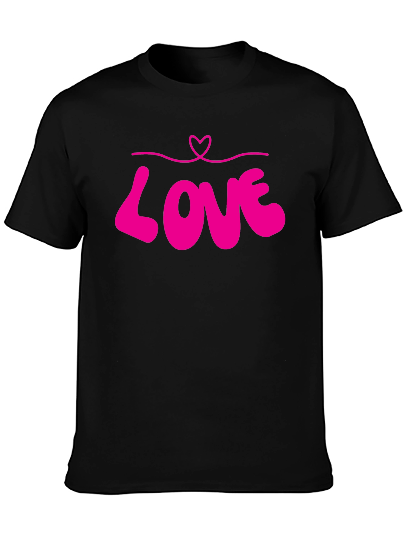 Black Love Heart Graphic Tee - Black Unisex T-Shirt view 3