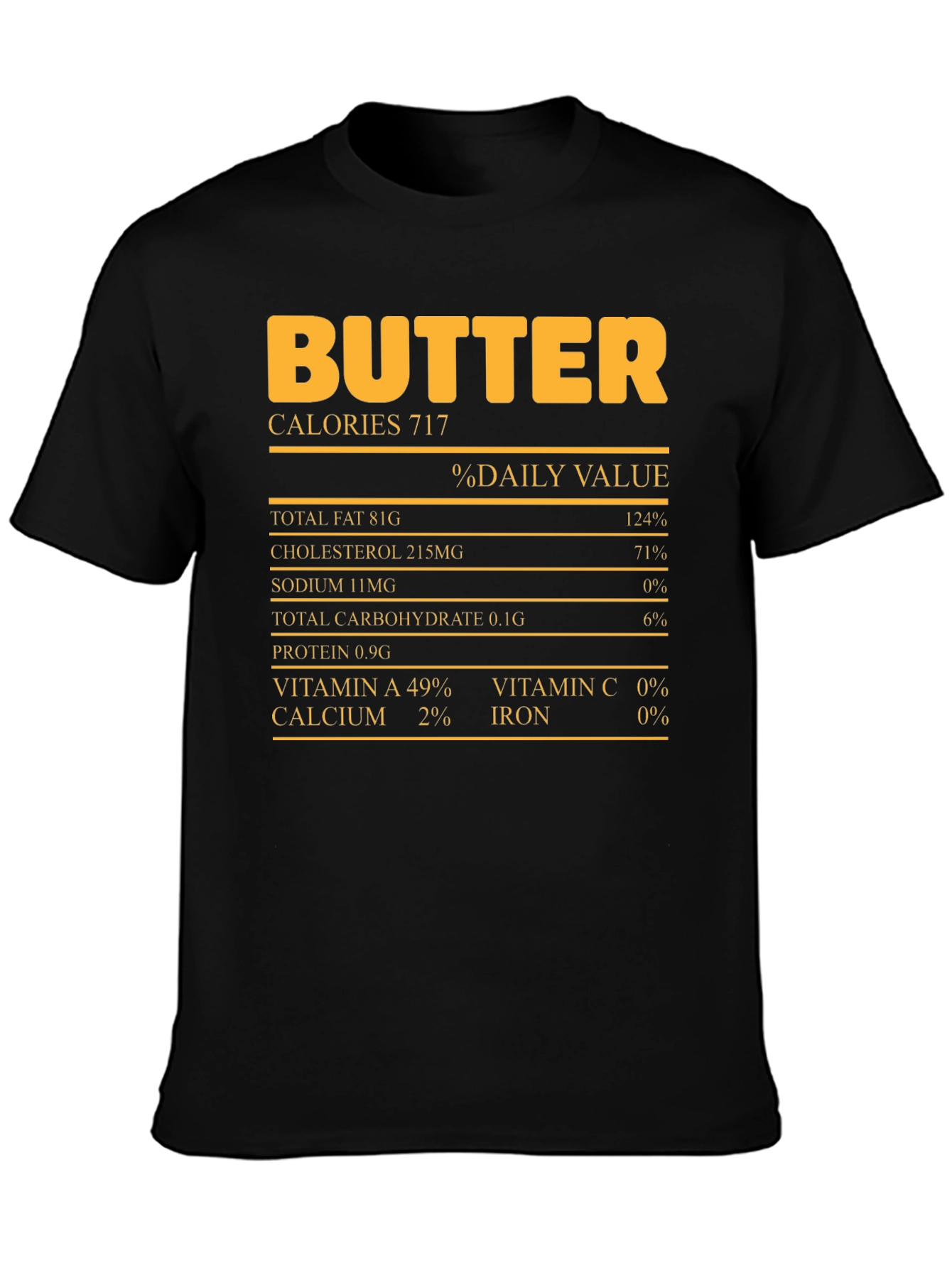Black Funny Butter Nutrition Facts T-Shirt view 3