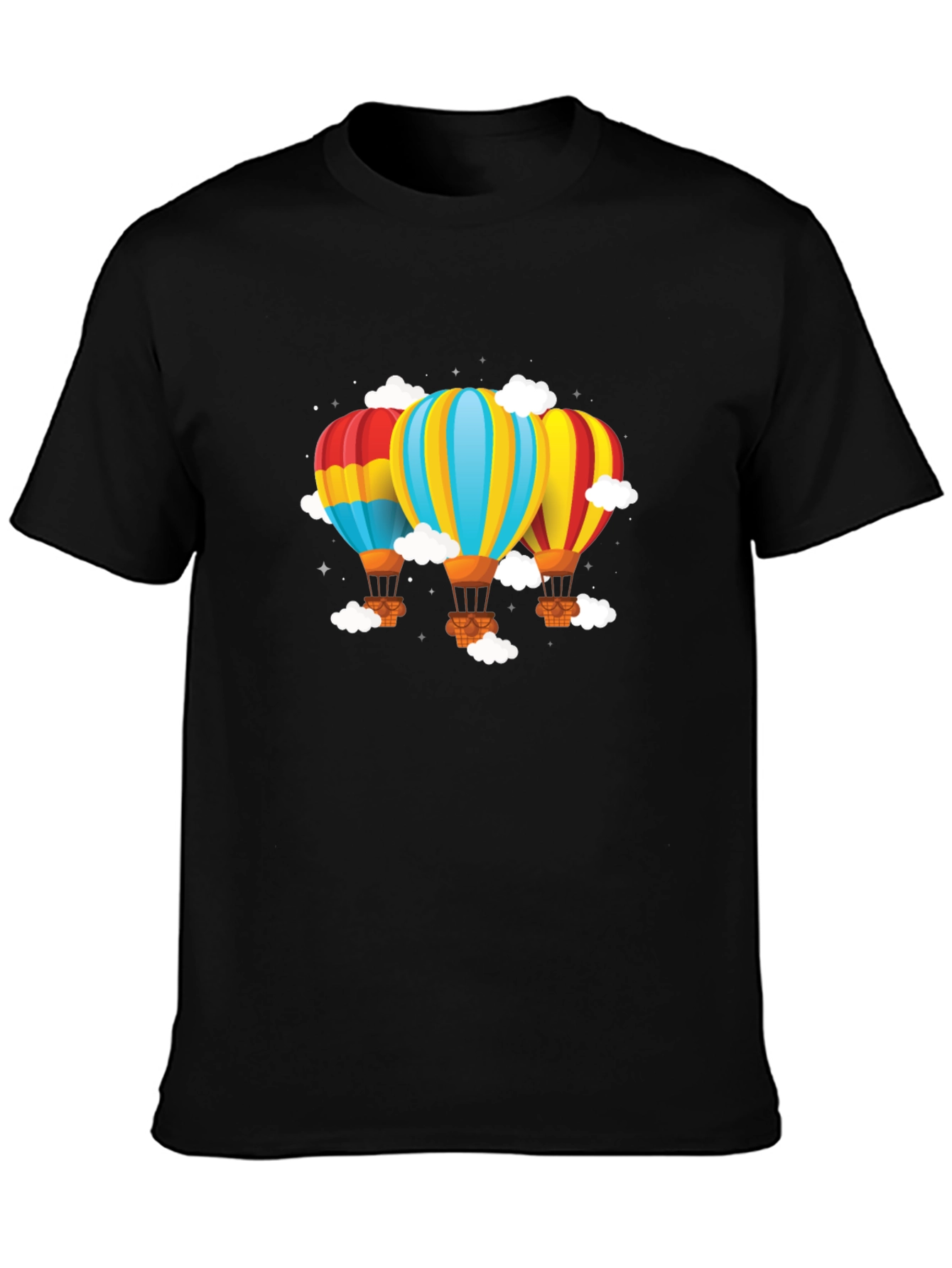 Black Hot Air Balloon Graphic Tee - Black Cotton Blend view 3
