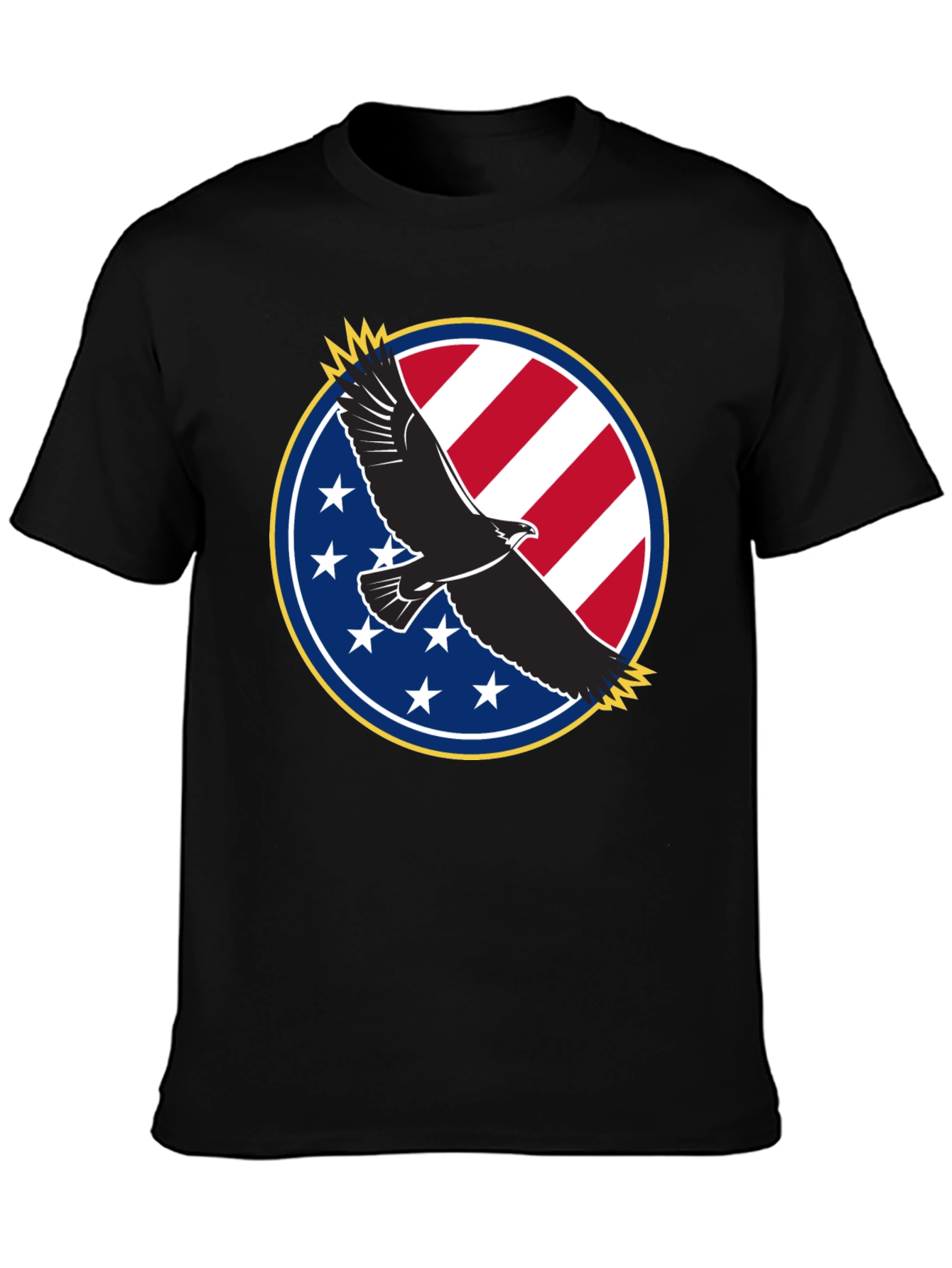 Black Patriotic Eagle T-Shirt - USA Flag Design view 3