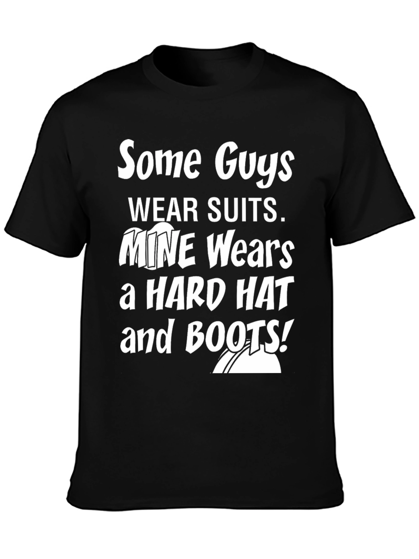 Black Mine Wears a Hard Hat and Boots Graphic Tee view 3