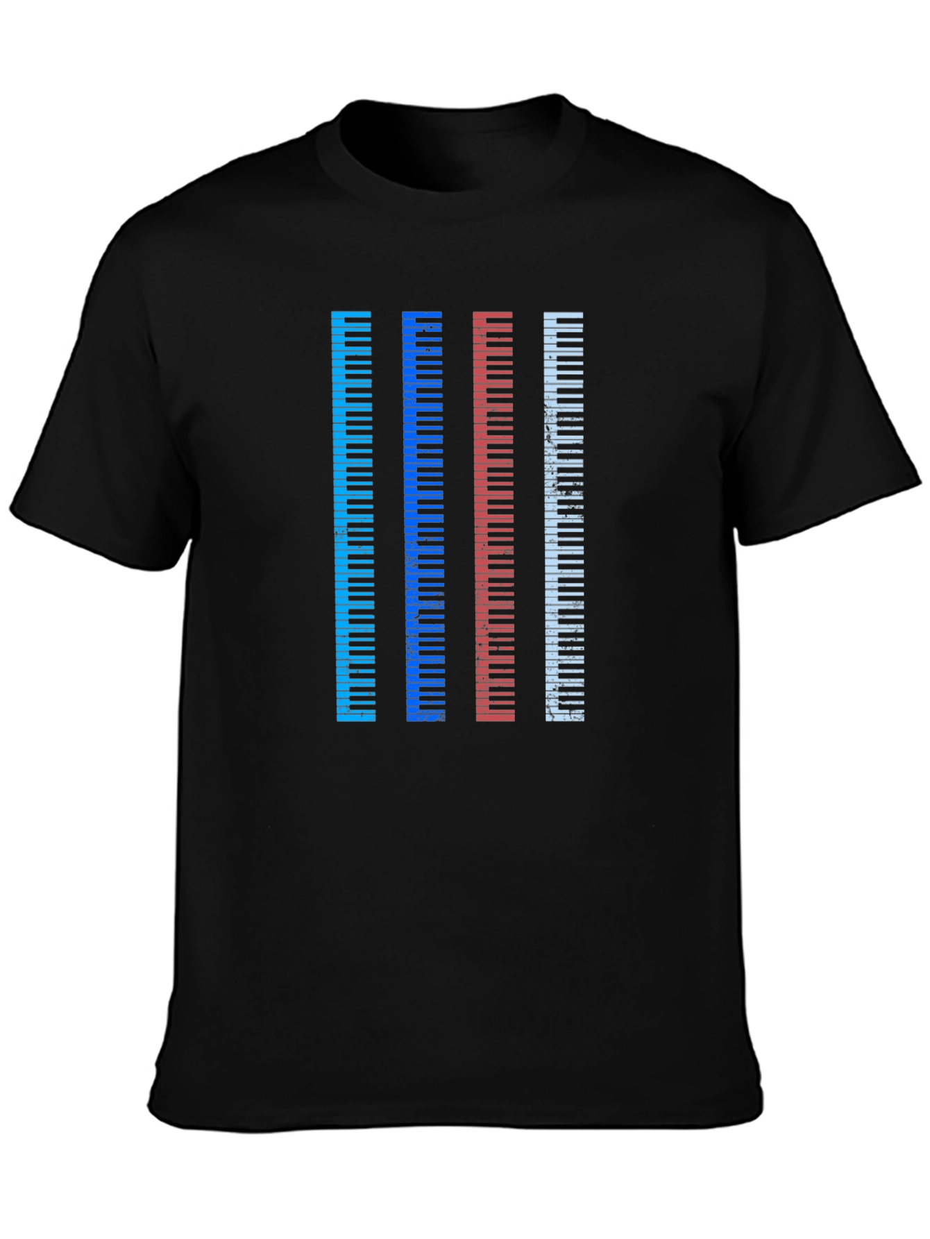 Black Colorful Piano Keys Graphic Tee view 3