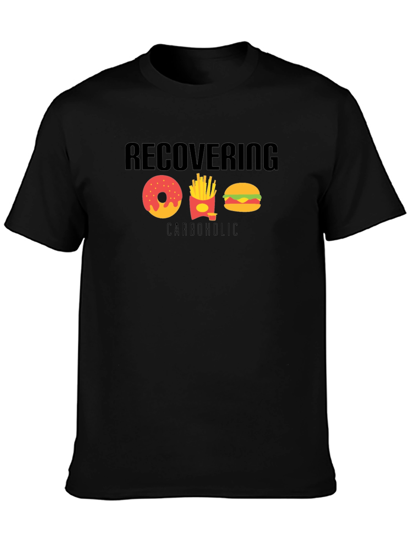 Black Recovering Carboholic Black T-Shirt view 3