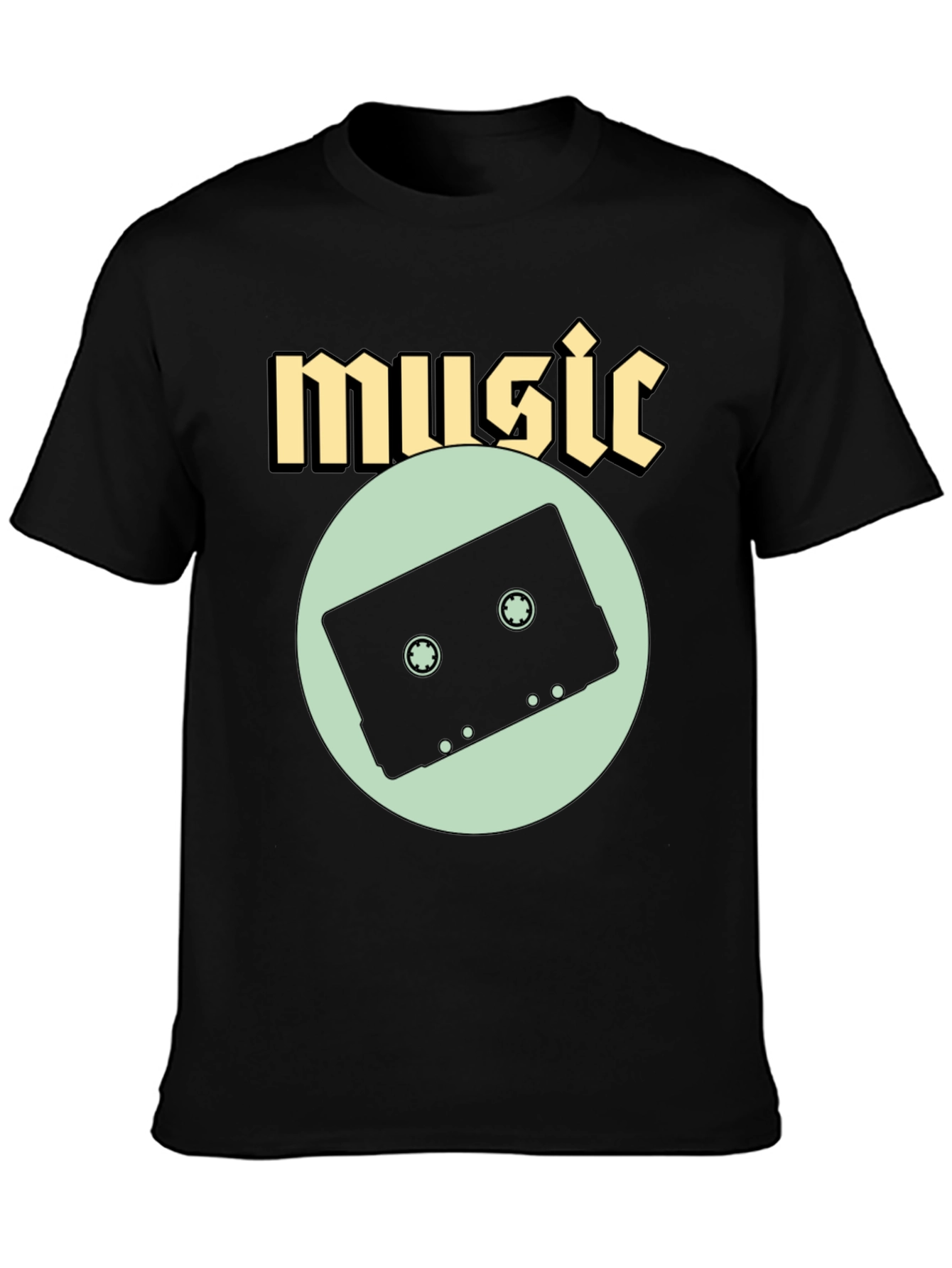Black Music Cassette Graphic Tee view 3