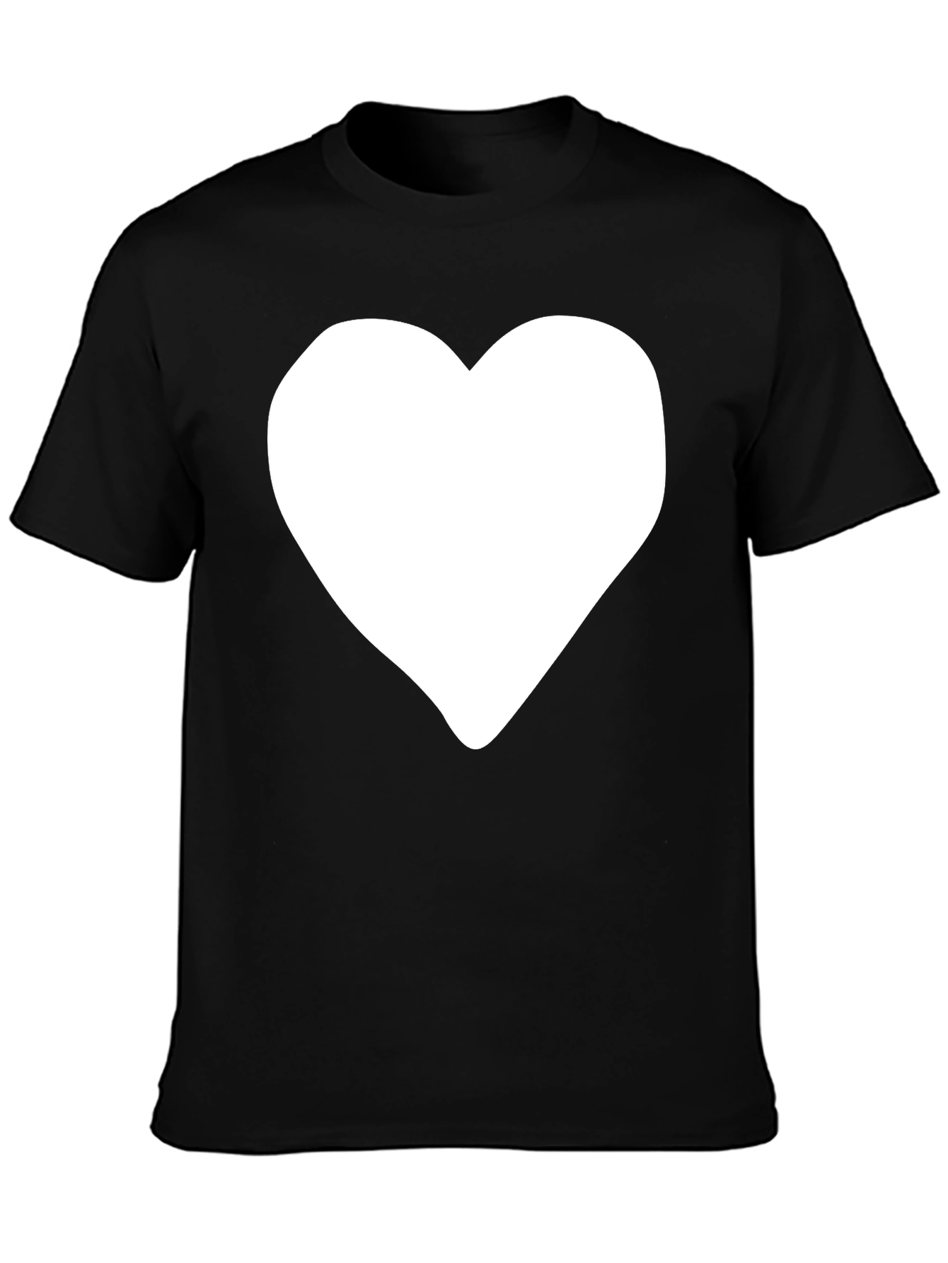 Black Black Tee with White Heart Graphic view 3
