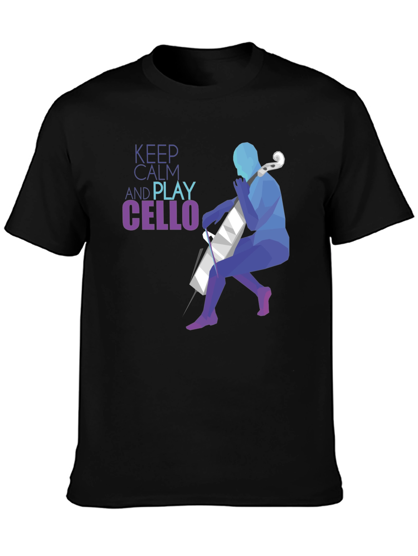 Black Keep Calm and Play Cello Graphic T-Shirt view 3