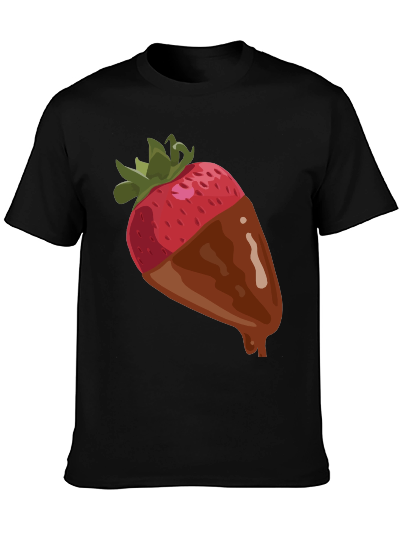 Black Strawberry Chocolate Dipped T-Shirt - Fun Dessert Tee view 3