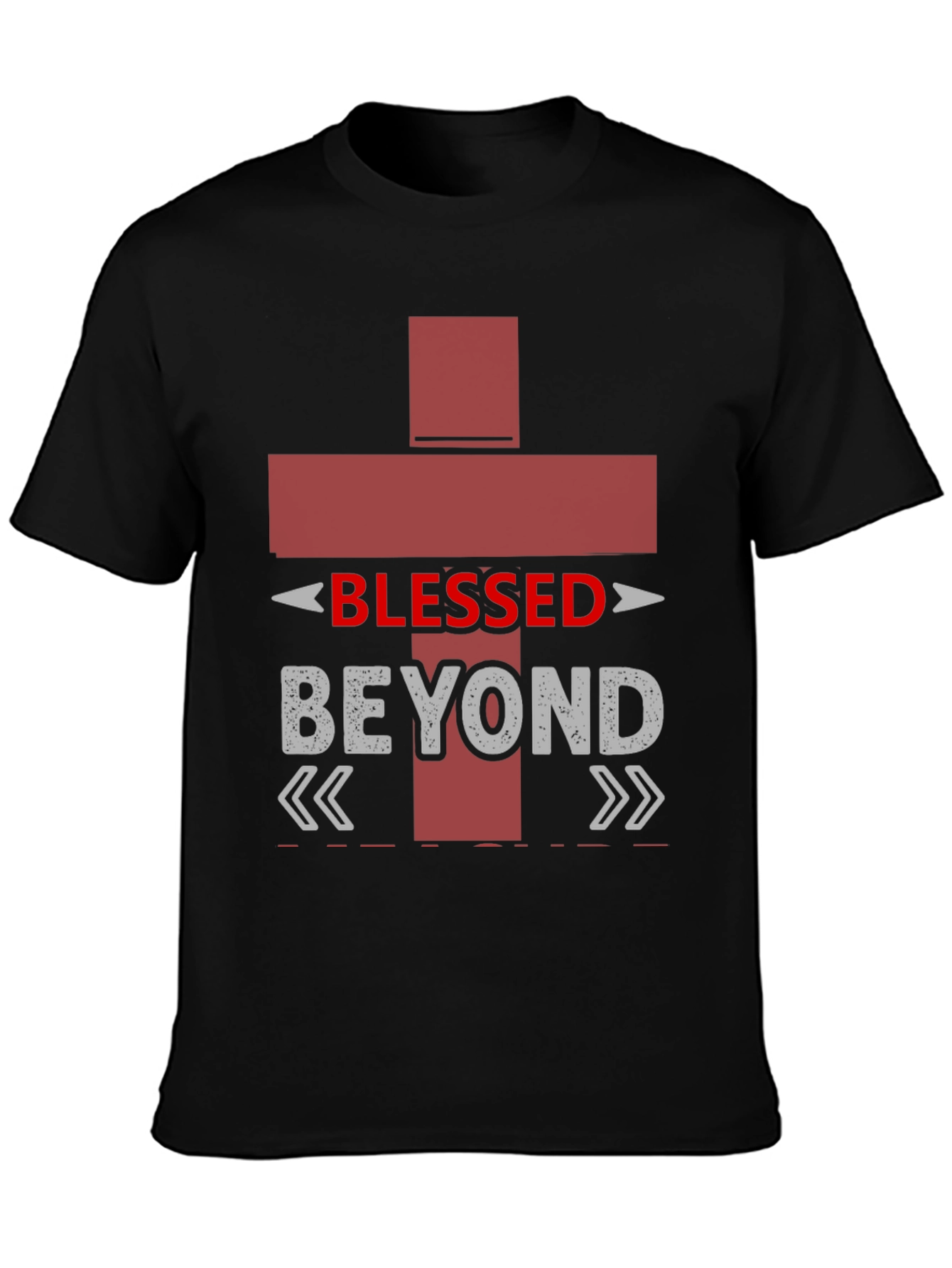 Black Blessed Beyond T-Shirt, Christian Graphic Tee view 3