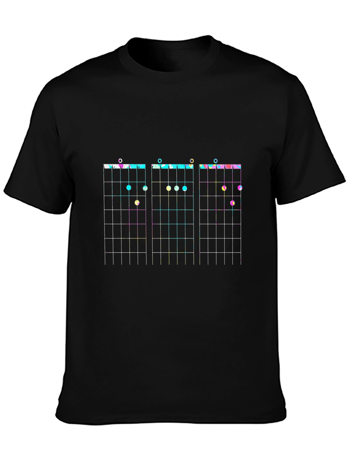 Black Guitar Chord Chart Black T-Shirt view 3