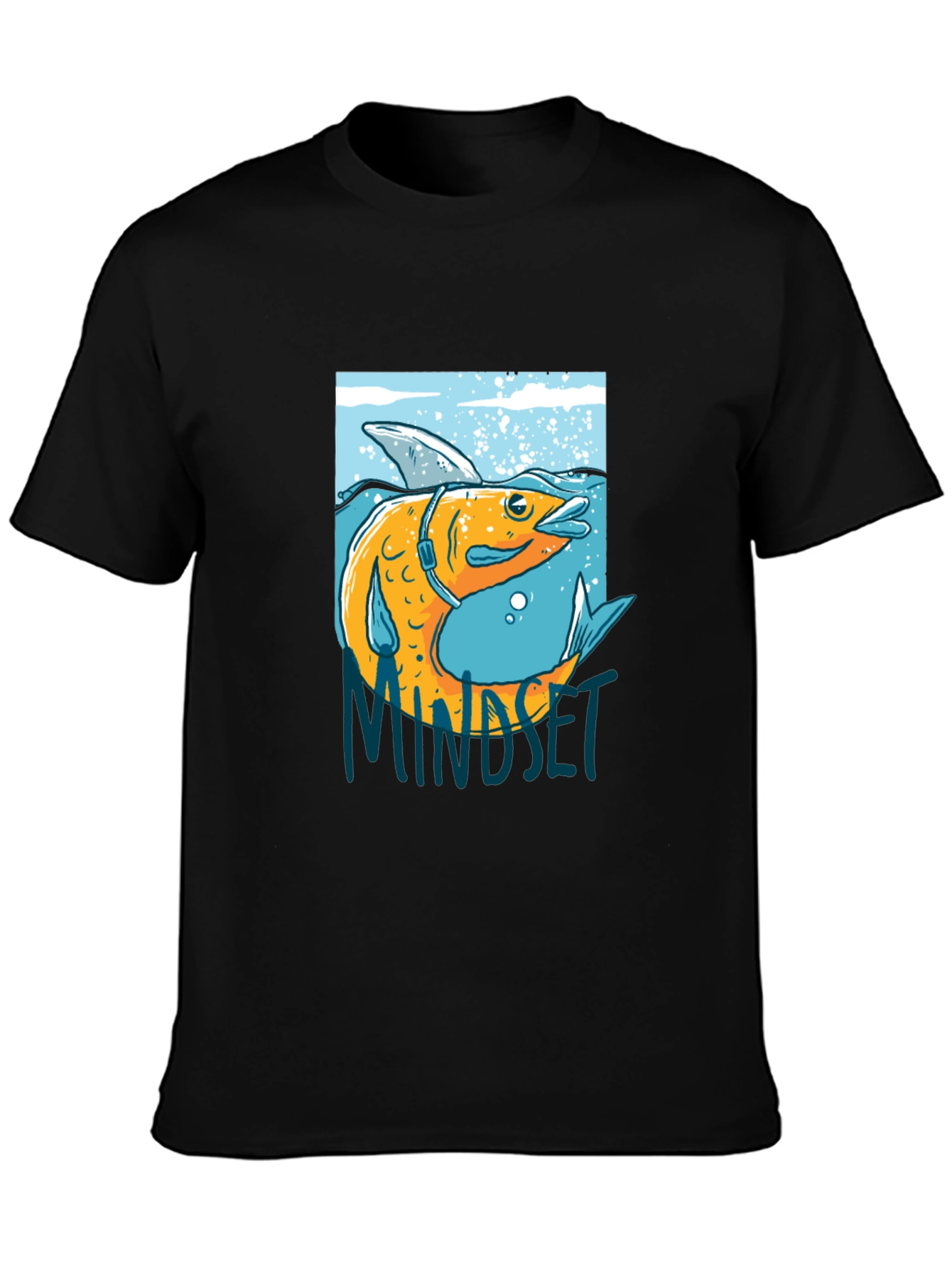 Black Fish Mindset Graphic Black T-Shirt view 3