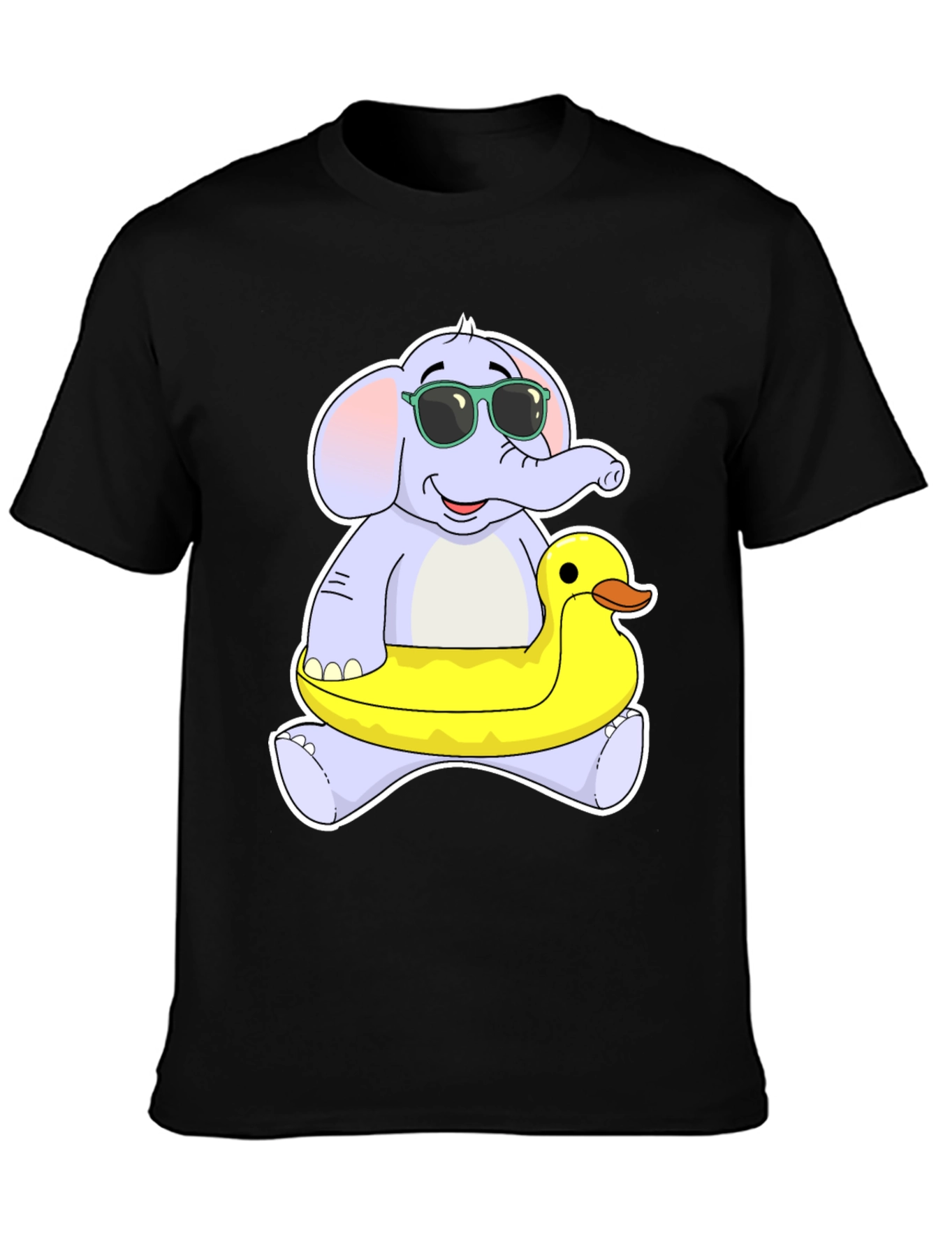 Black Elephant & Duck T-Shirt - Fun Cartoon Tee view 3