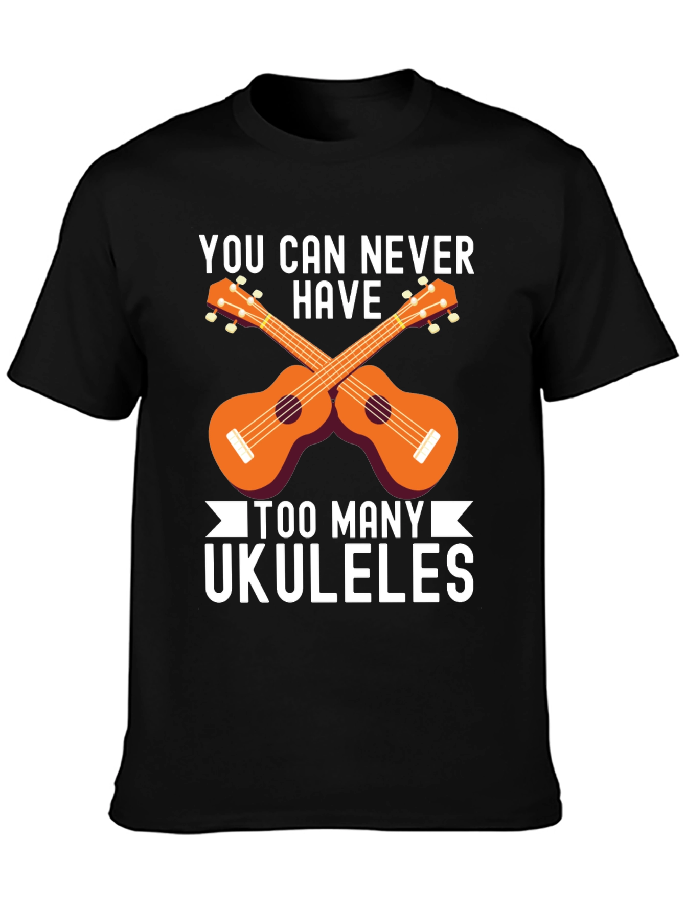 Black Ukulele Lover T-Shirt - Too Many Ukuleles view 3