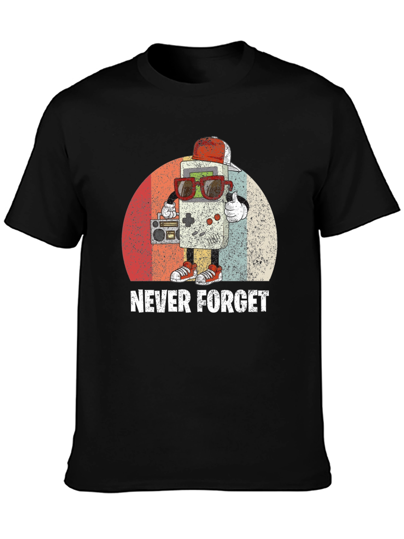 Black Retro Gaming Never Forget T-Shirt - Black view 3