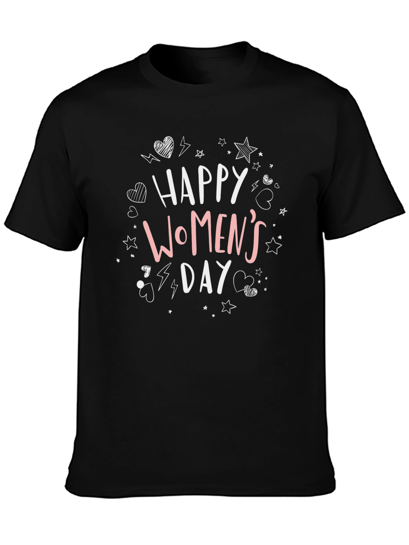 Black Happy Women's Day Graphic Tee - Black Unisex view 3