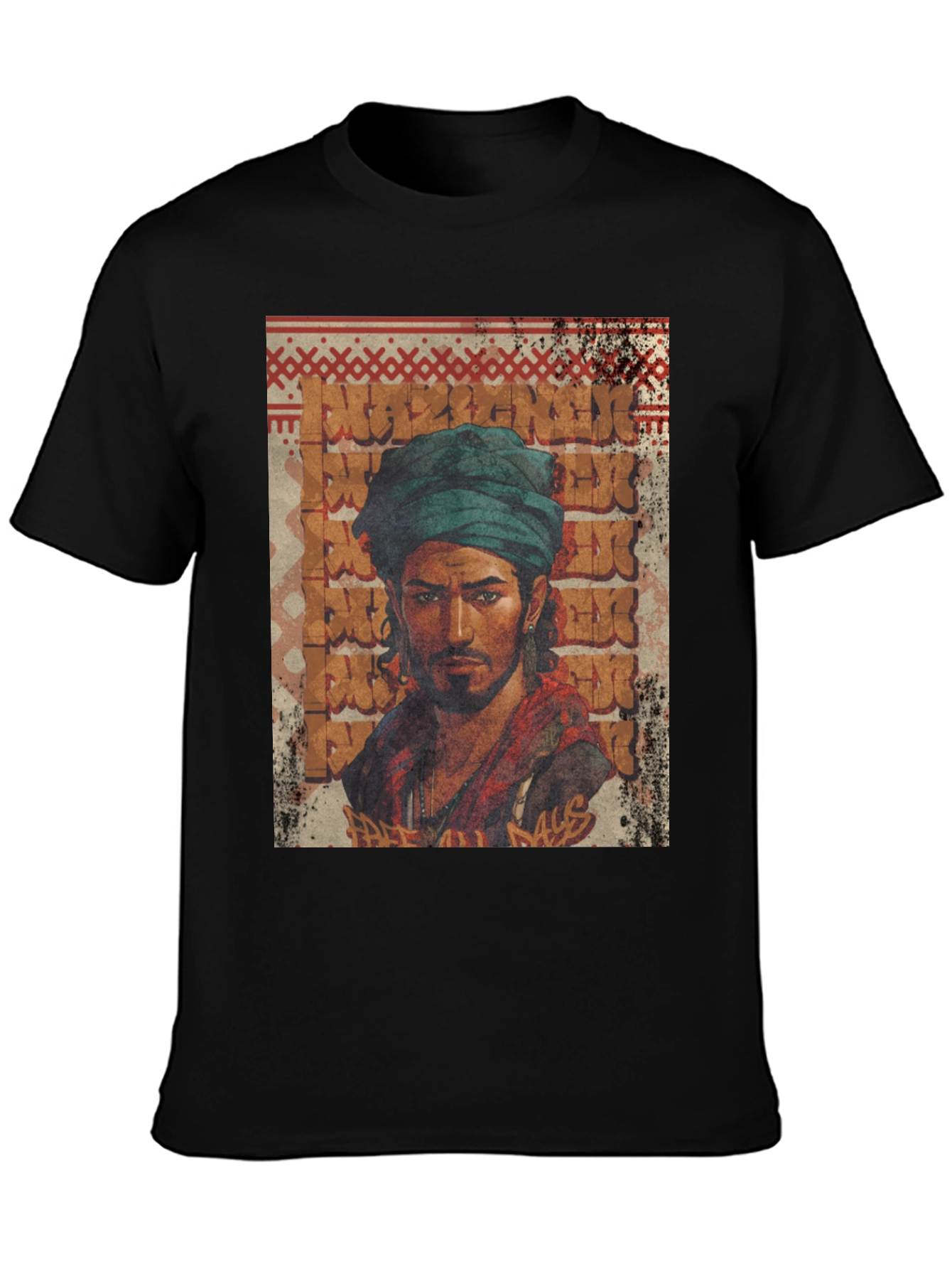 Black Urban Turban Graphic Tee - Cool Streetwear Style view 3