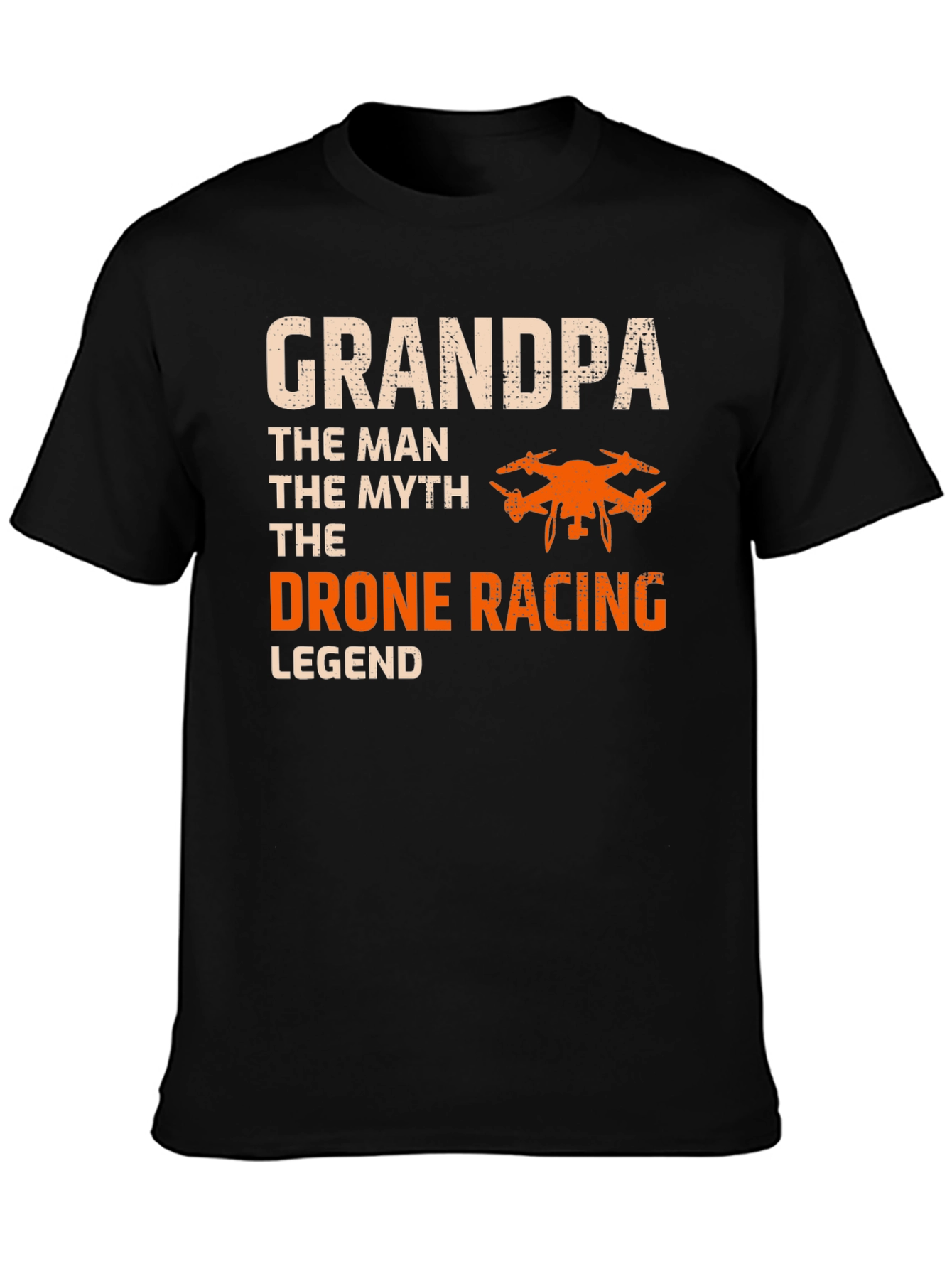 Black Grandpa Drone Racing Legend T-Shirt view 3