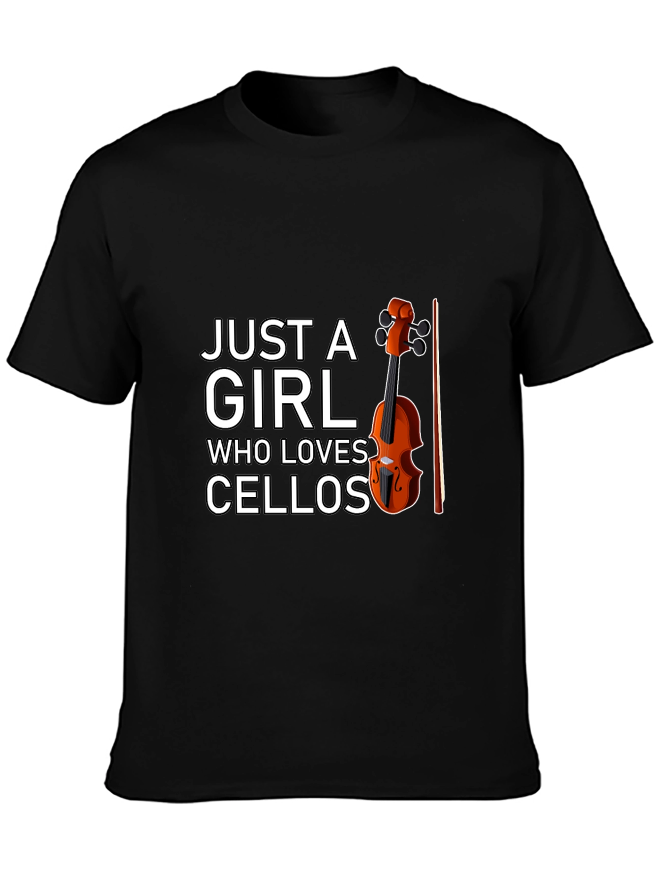 Black Just A Girl Who Loves Cellos T-Shirt - Music Lover Tee view 3