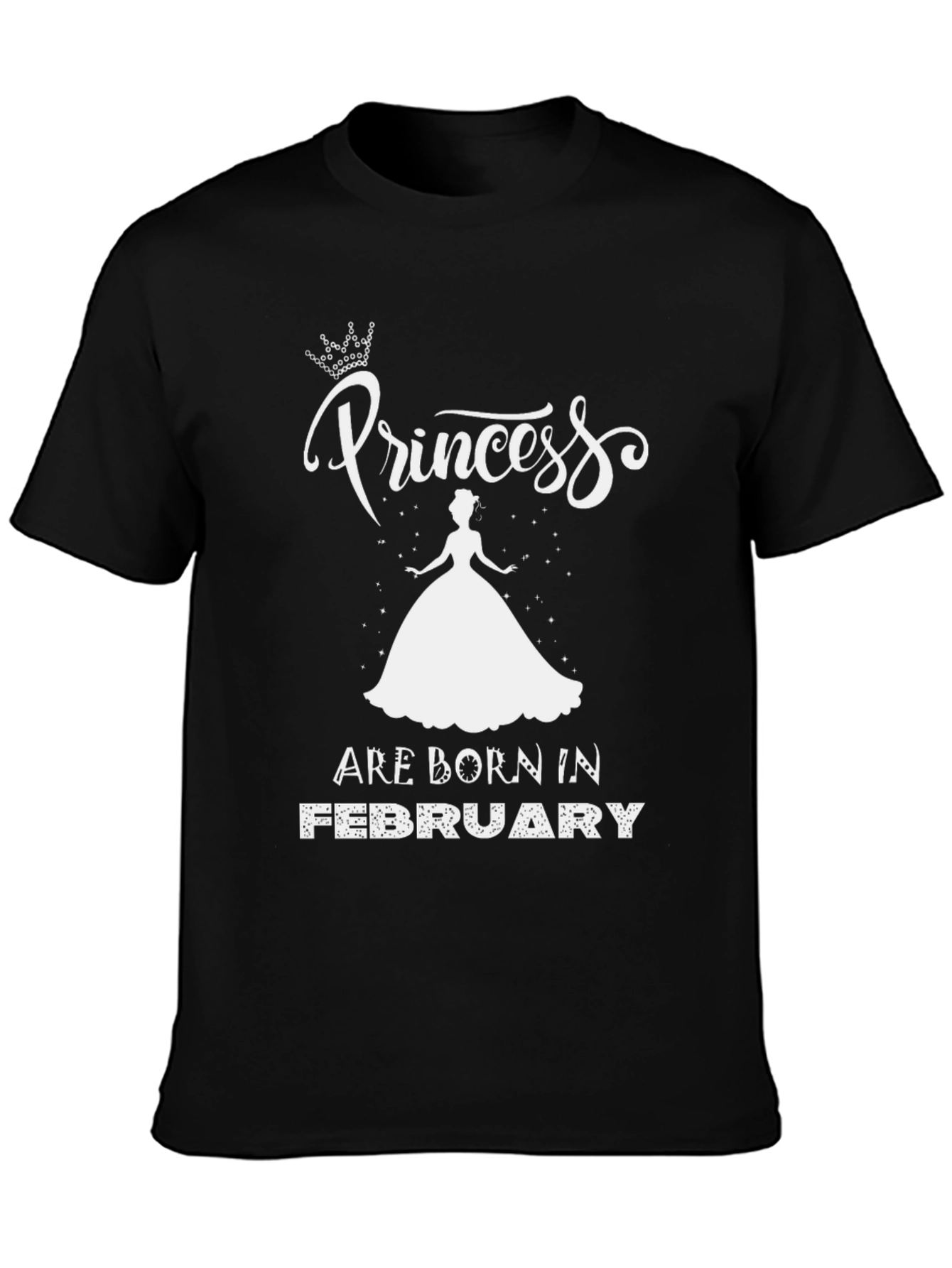 Princess Born in February Black T-Shirt - 3