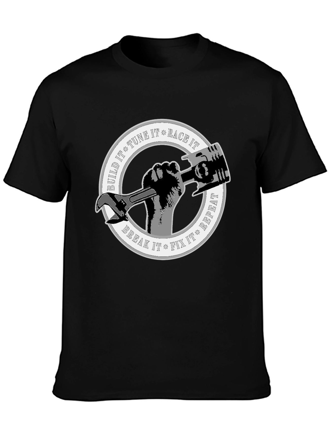 Black Build, Tune, Race, Repeat T-Shirt view 3