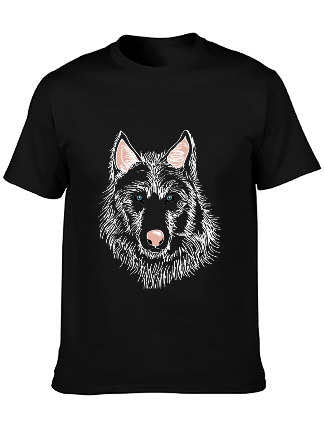 Black Wolf Graphic Print Tee - Men's Black T-Shirt view 3