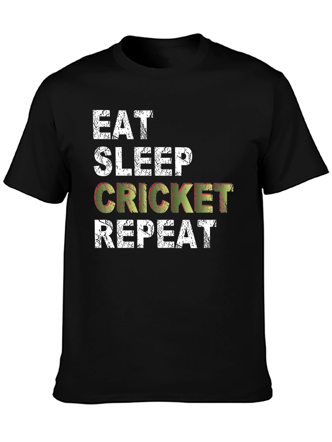 Black Eat Sleep Cricket Repeat T-Shirt Black Cotton Casual Tee view 3