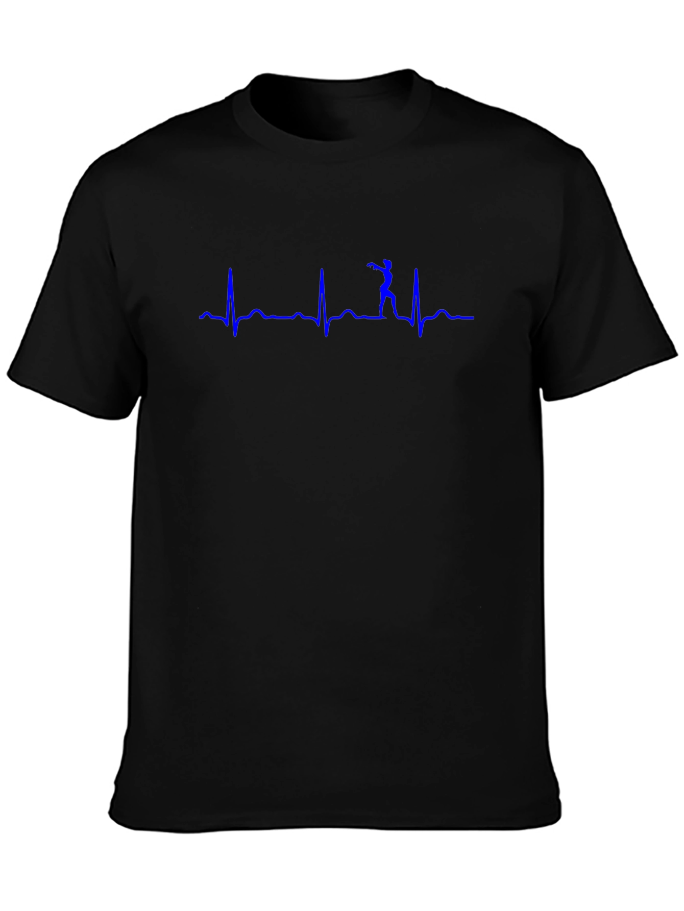 Black Heartbeat Golfer Graphic Tee - Black Cotton T-Shirt view 3