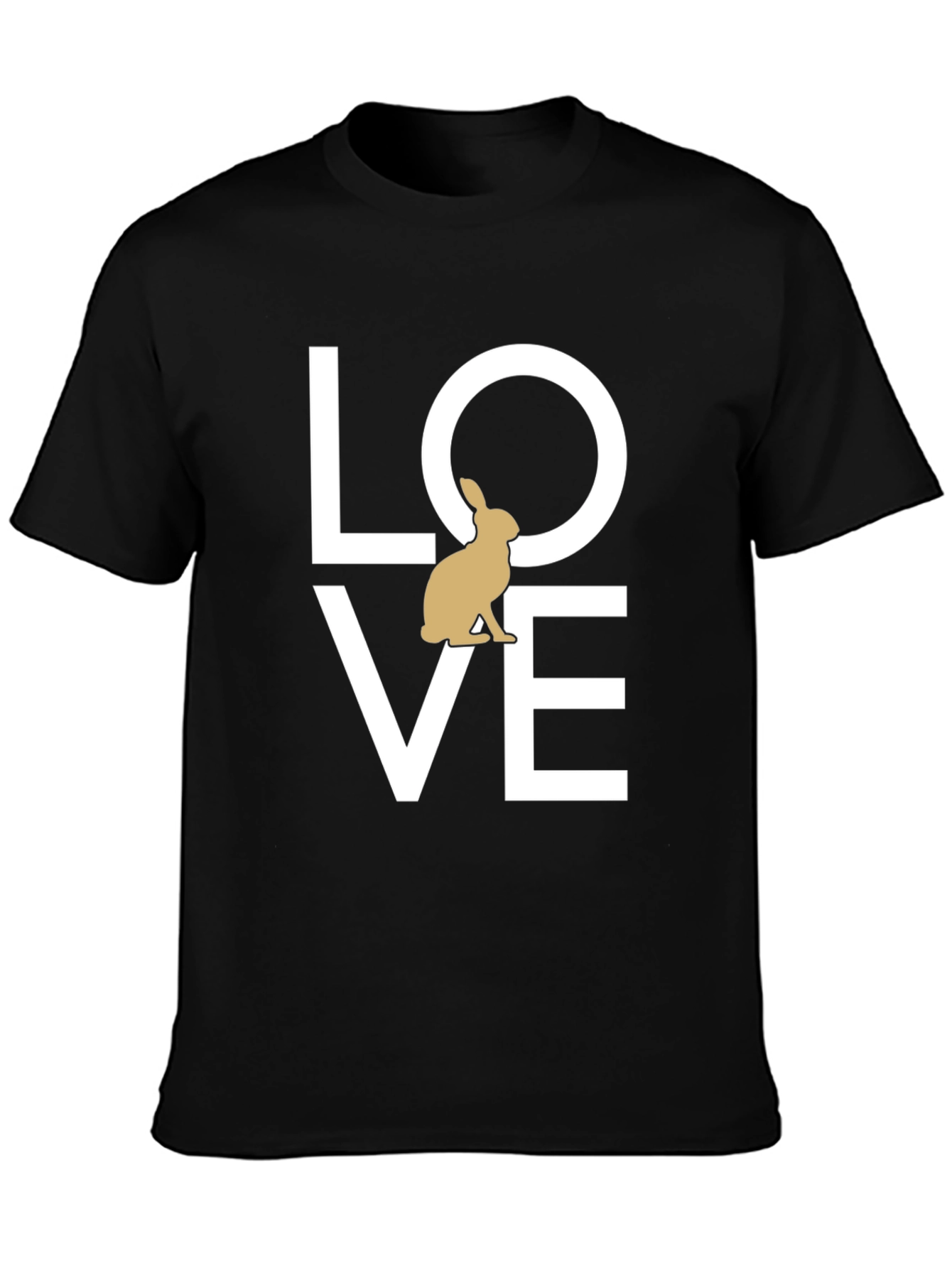 Black Love Rabbit Graphic T-Shirt - Casual Unisex Tee view 3