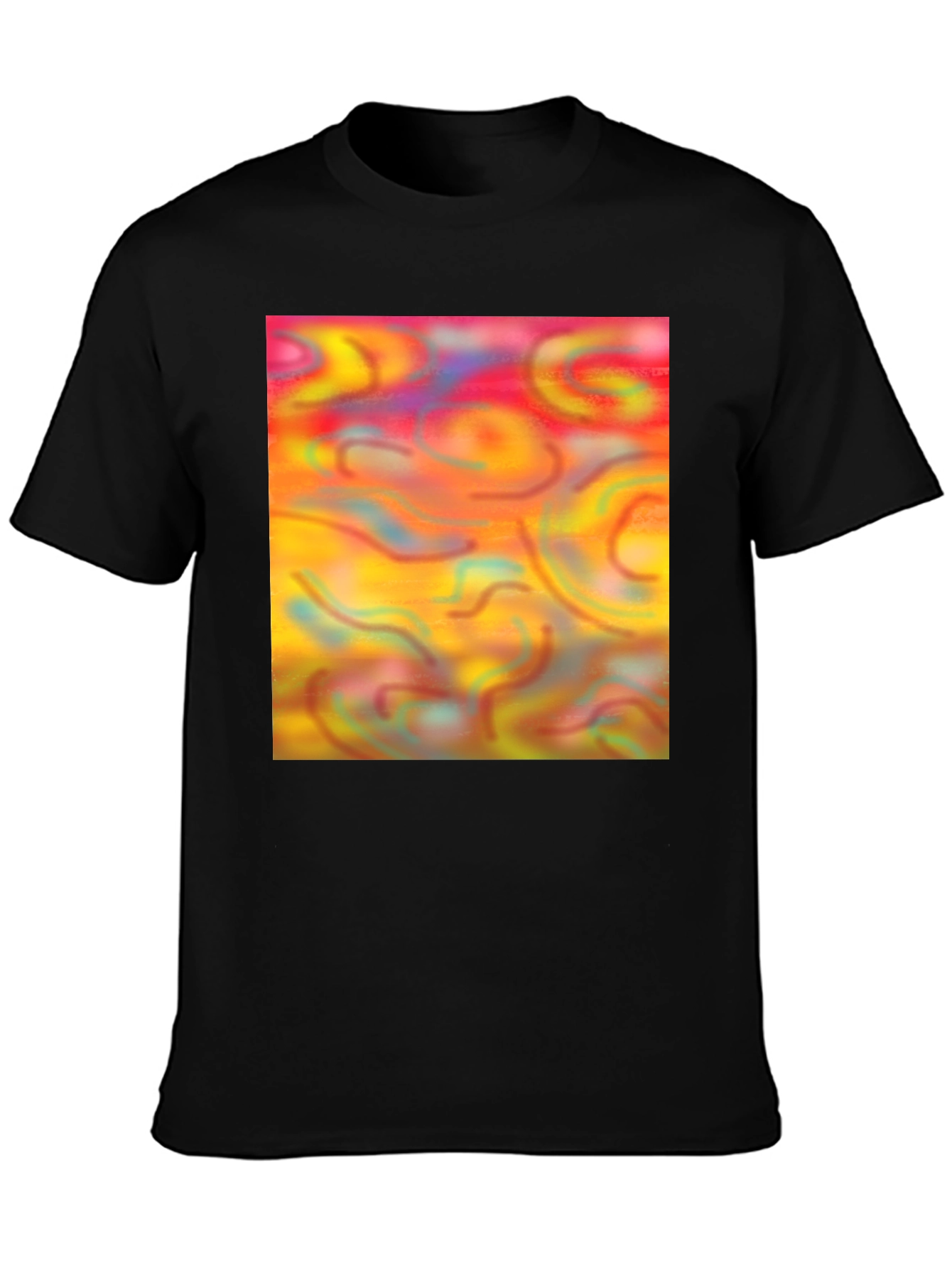 Black Abstract Swirls Graphic Tee - Artistic Statement Shirt view 3