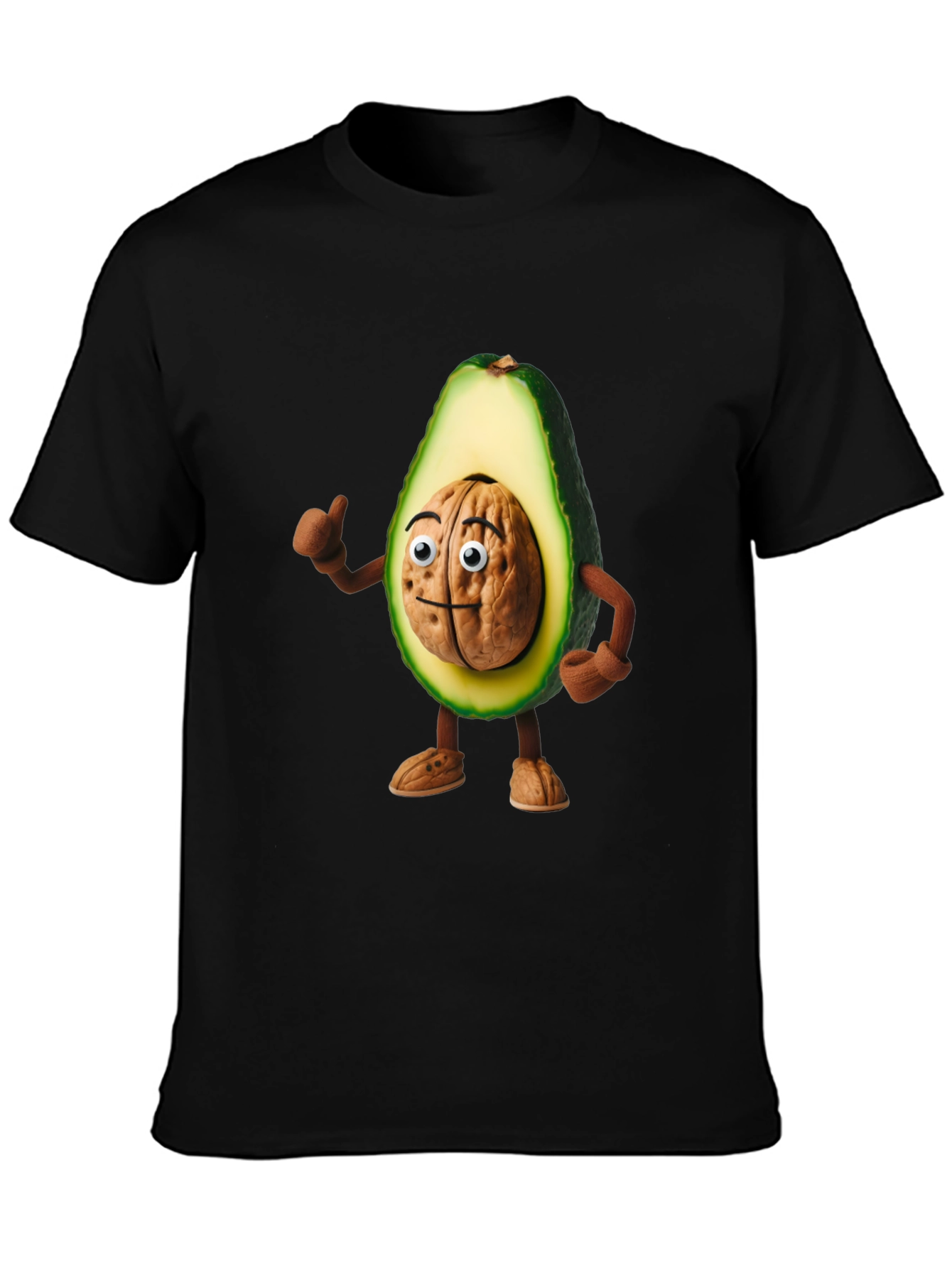 Black Avocado Brain Funny Graphic T-Shirt view 3
