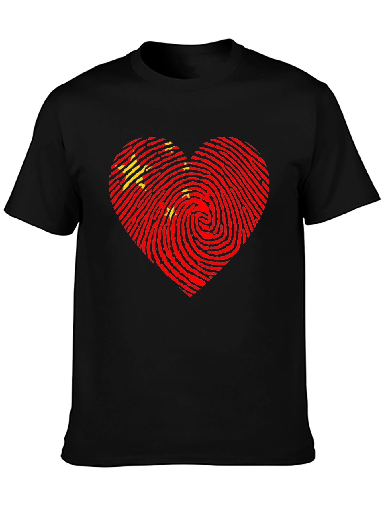 Black China Flag Heartbeat T-Shirt | Patriotic Pride view 3