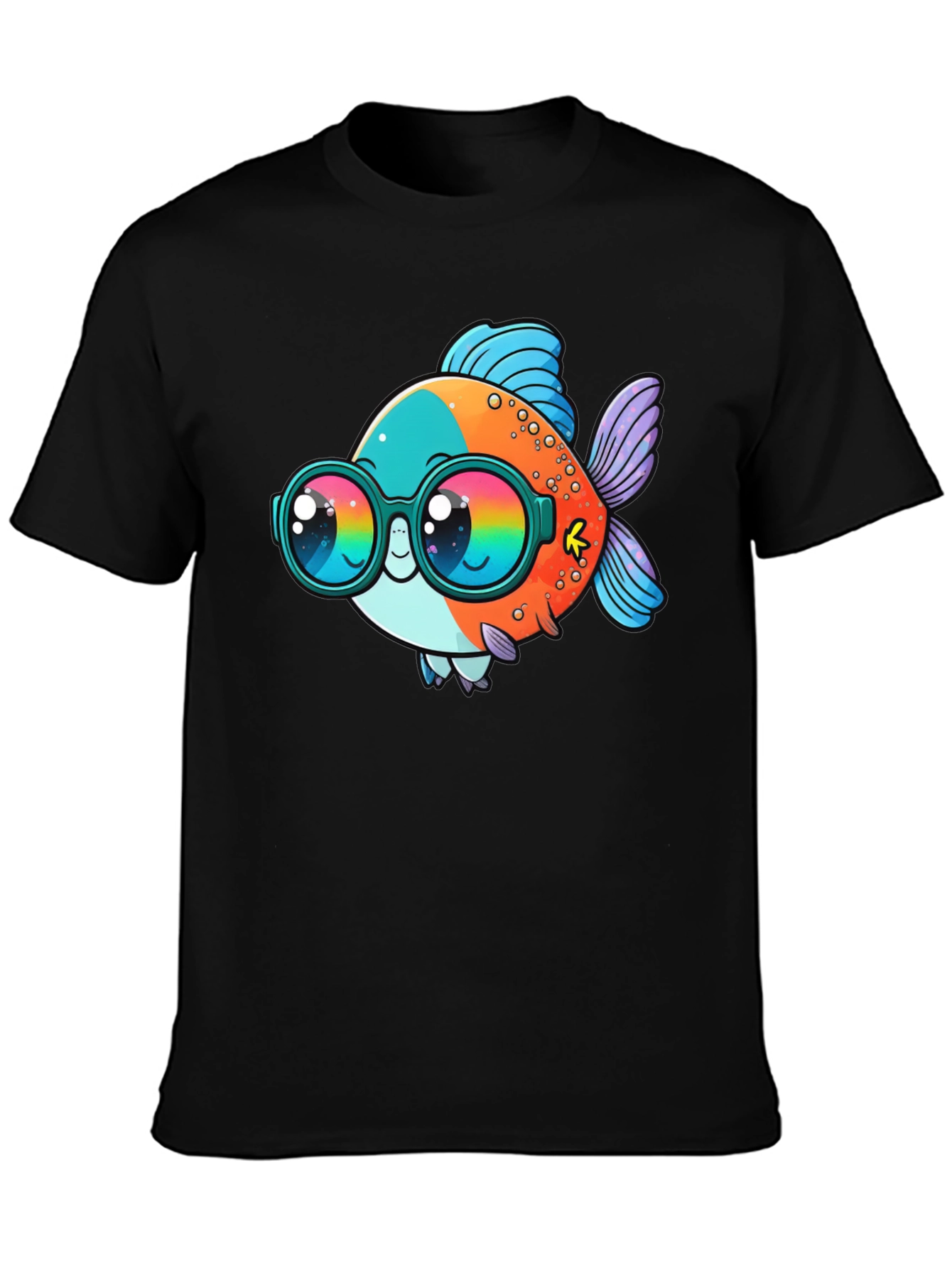 Black Cool Fish Graphic Tee - Black Cotton Comfort view 3