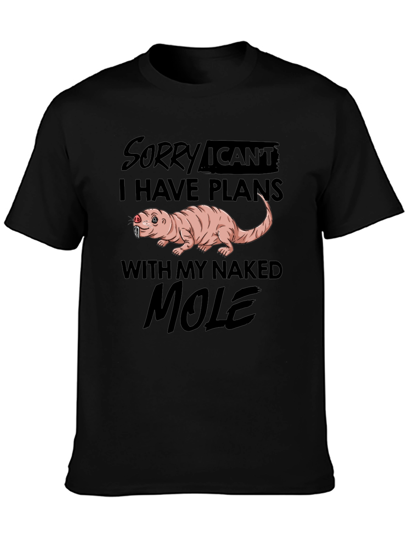 Black Naked Mole Rat Plans Funny Graphic Tee view 3