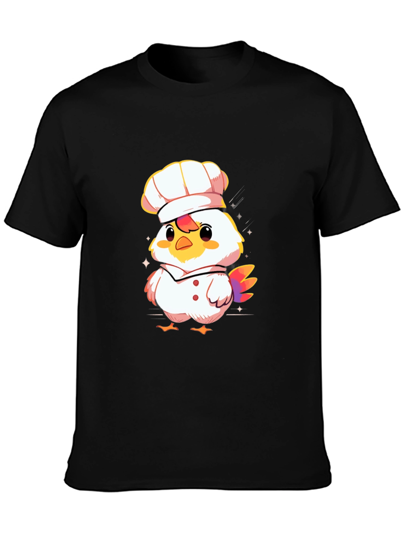 Black Chef Chicken Graphic Tee - Black Cotton T-Shirt view 3