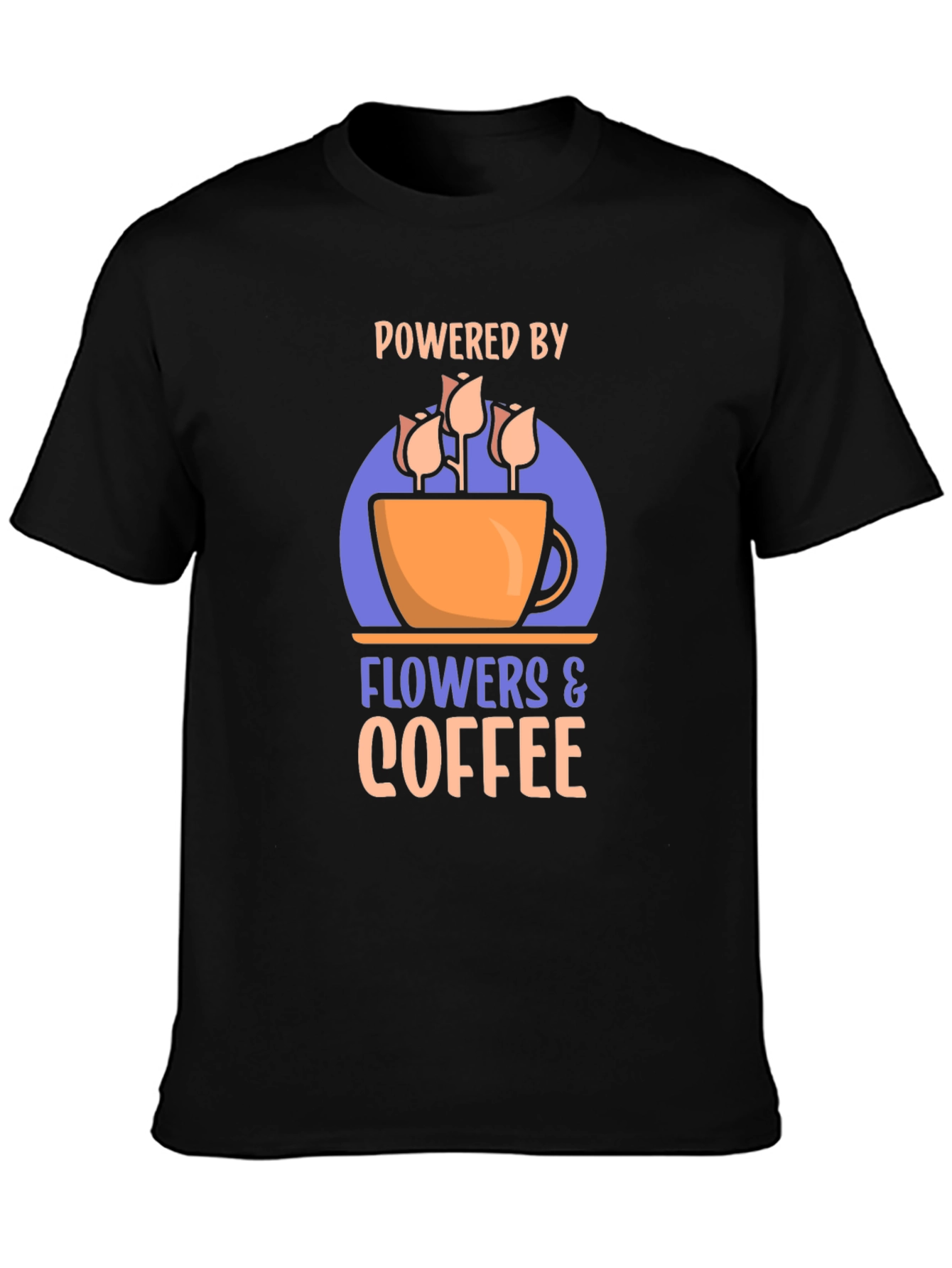 Black Powered by Flowers & Coffee Graphic Tee view 3