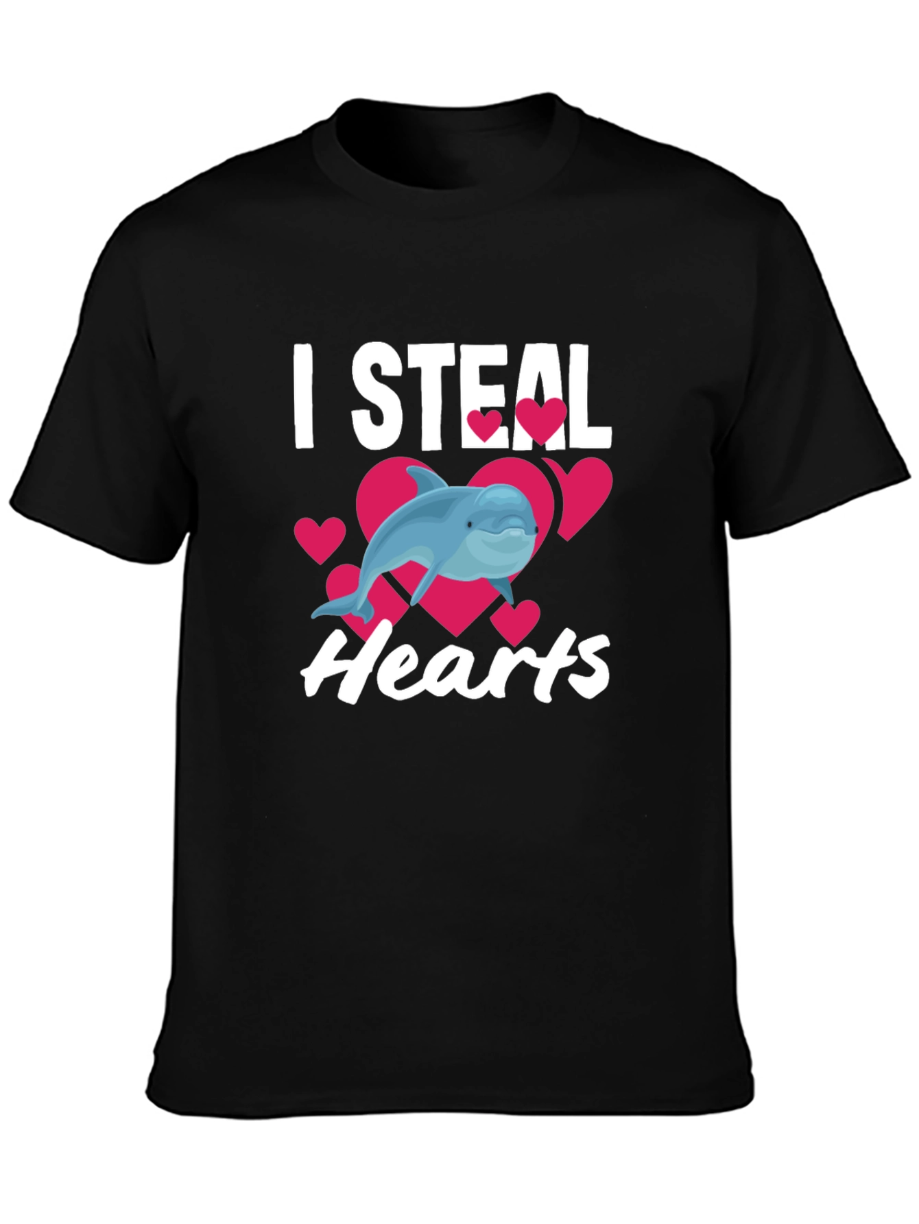 Black I Steal Hearts Dolphin Graphic Tee - Black view 3
