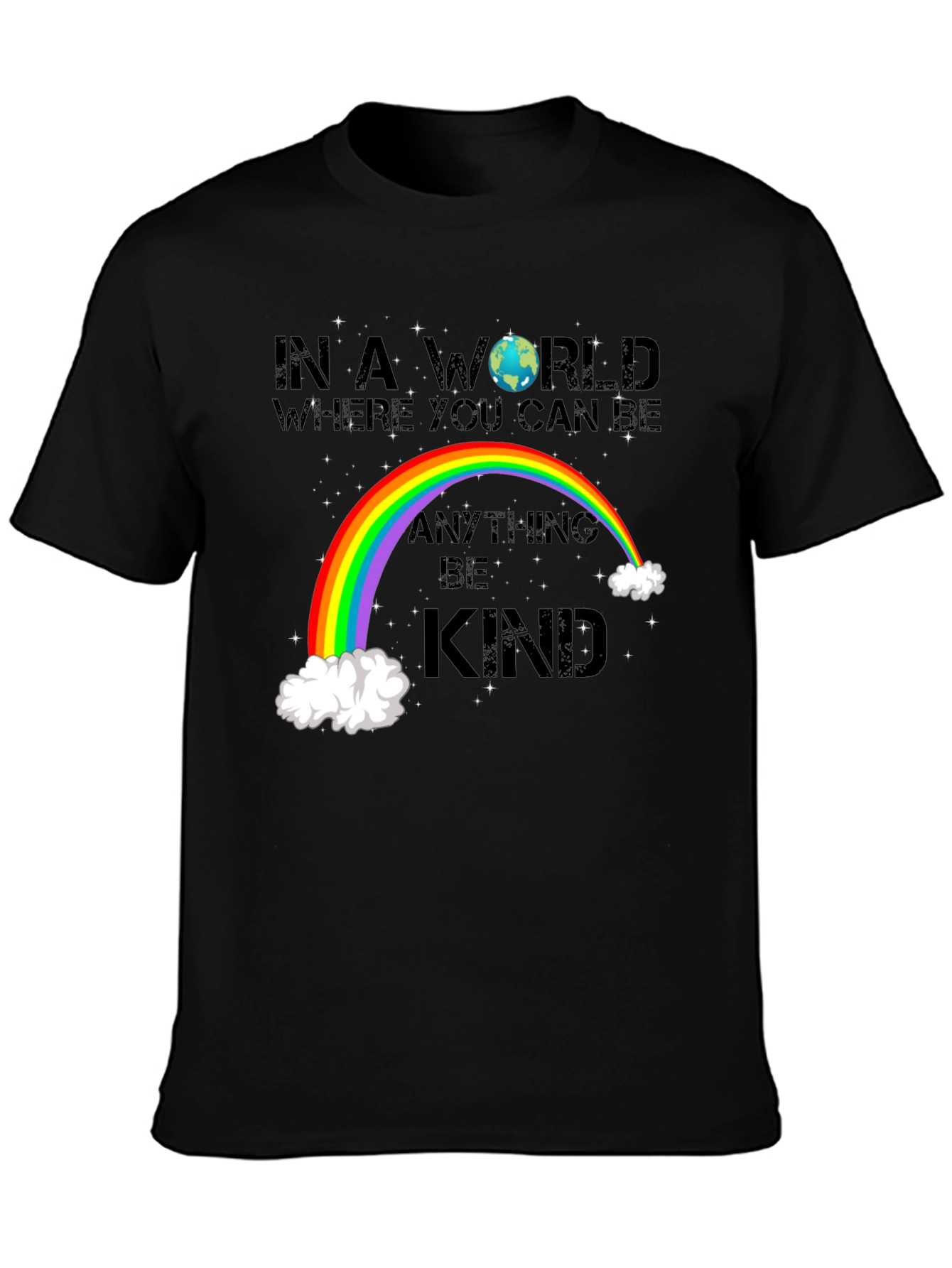 Black Be Kind Rainbow Graphic T-Shirt view 3
