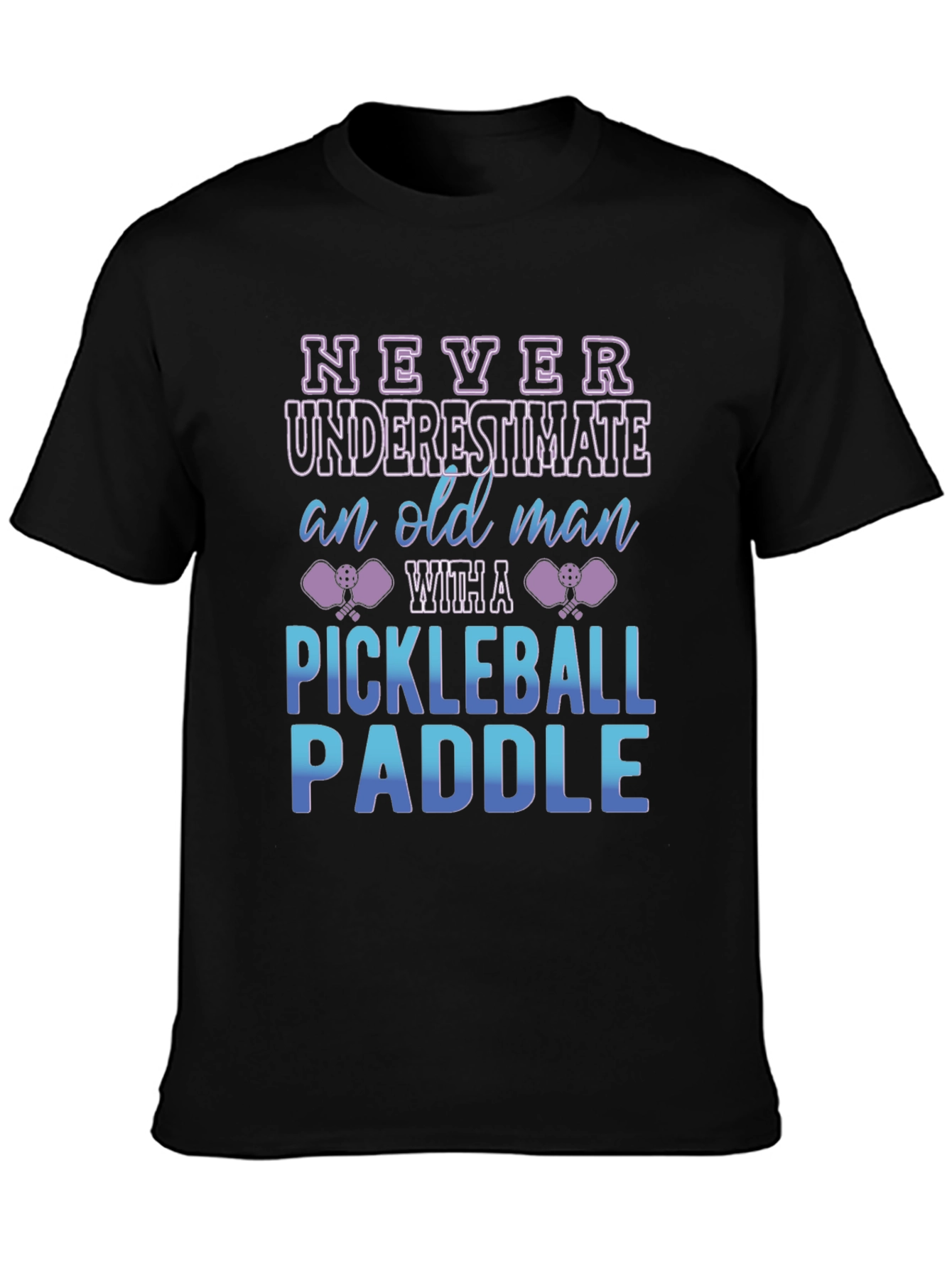 Black Funny Pickleball Old Man T-Shirt view 3