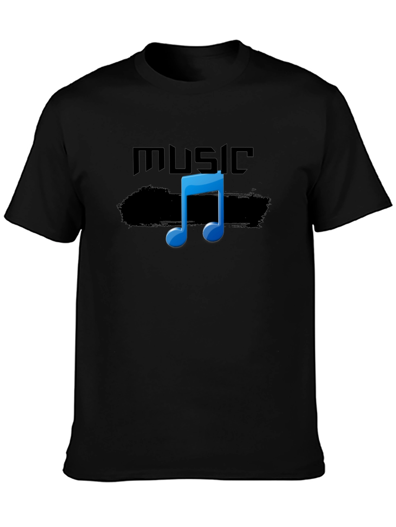 Black Music Note Graphic T-Shirt - Cool Black Tee view 3