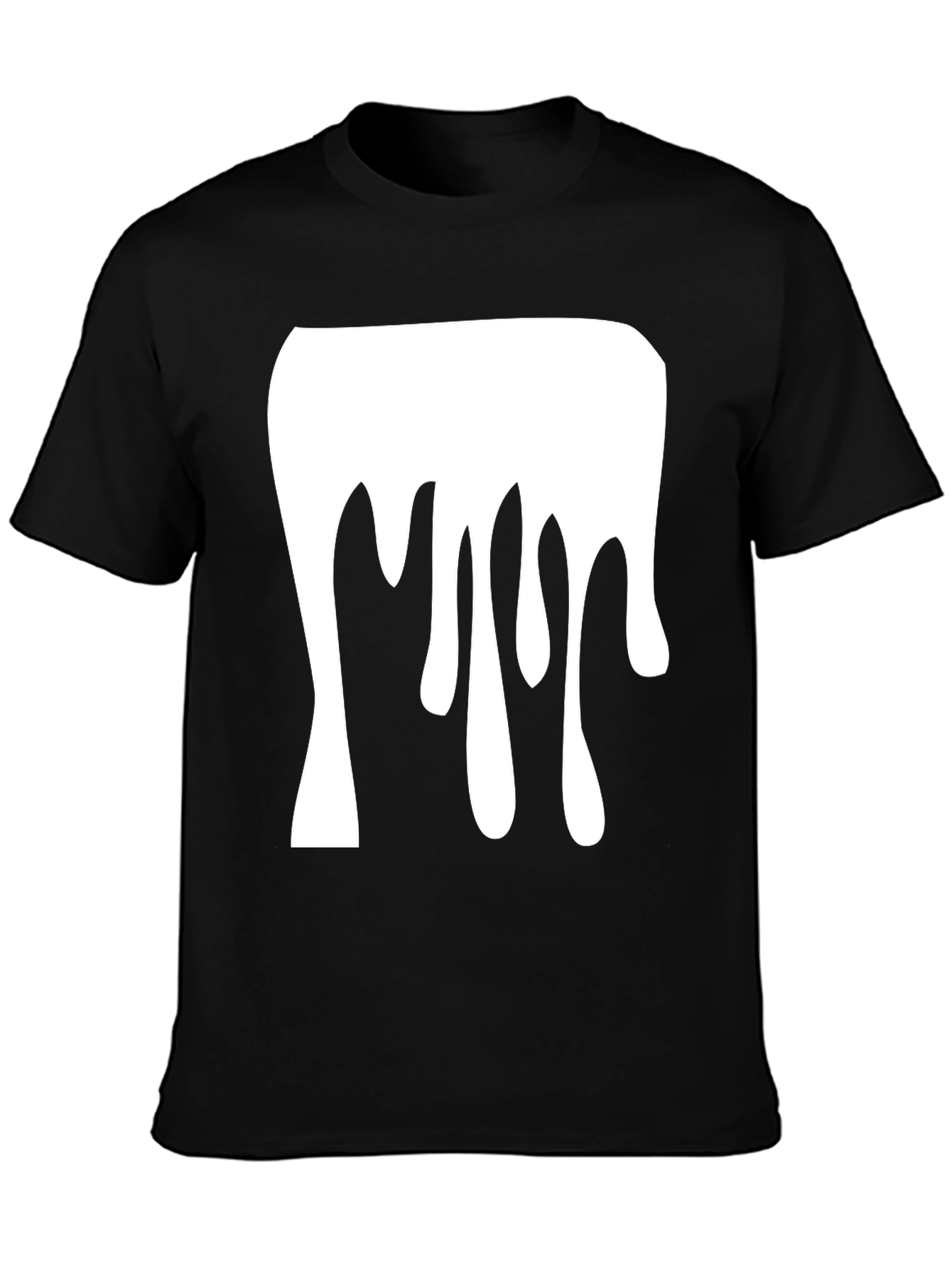 Black Dripping Paint Graphic Tee - Modern Black Cotton T-Shirt view 3
