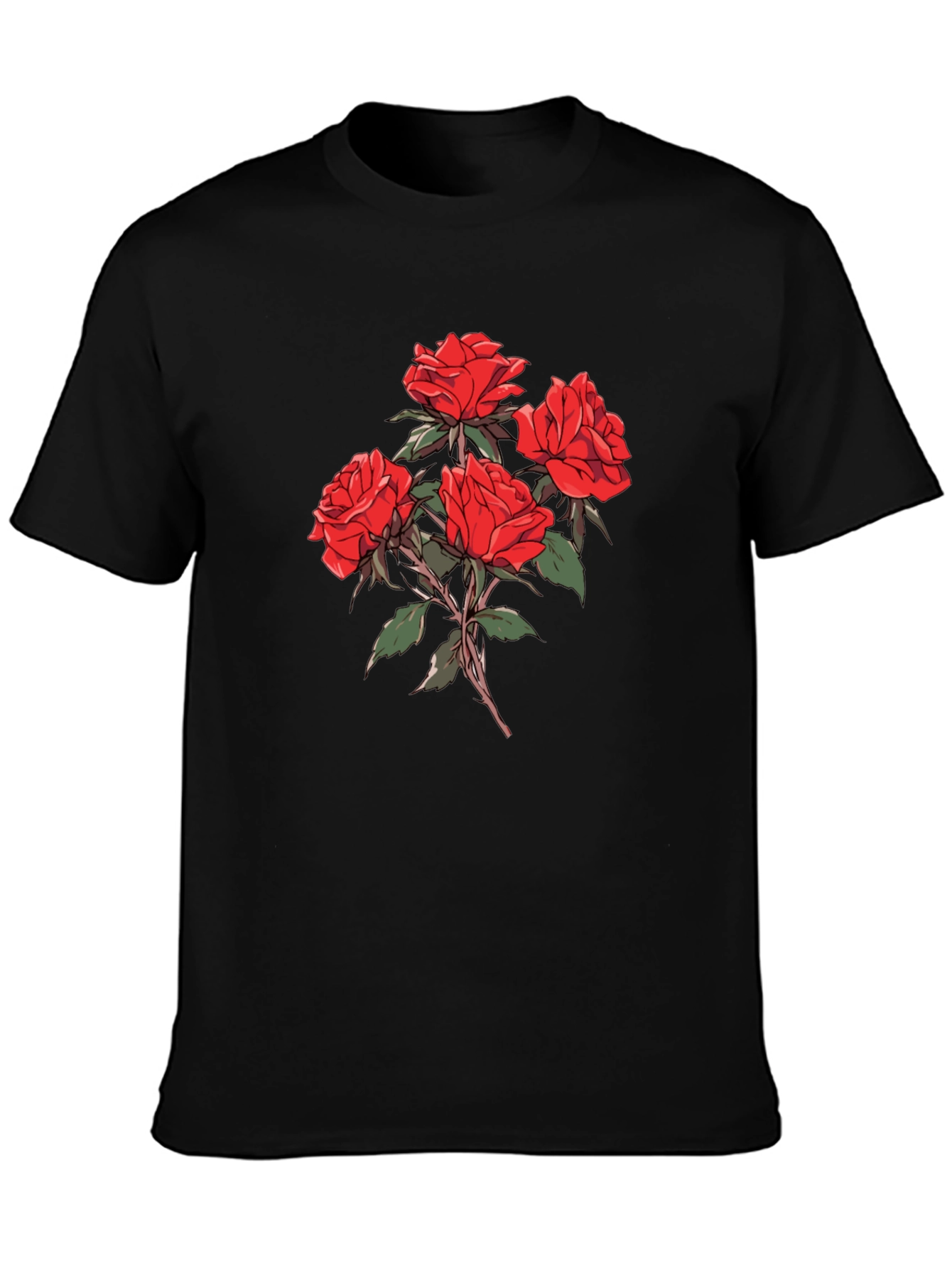 Black Men's Black Rose Graphic T-Shirt view 3