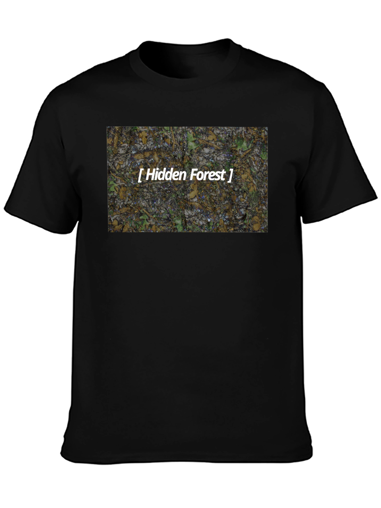 Black Hidden Forest T-Shirt - Nature Inspired Graphic Tee view 3