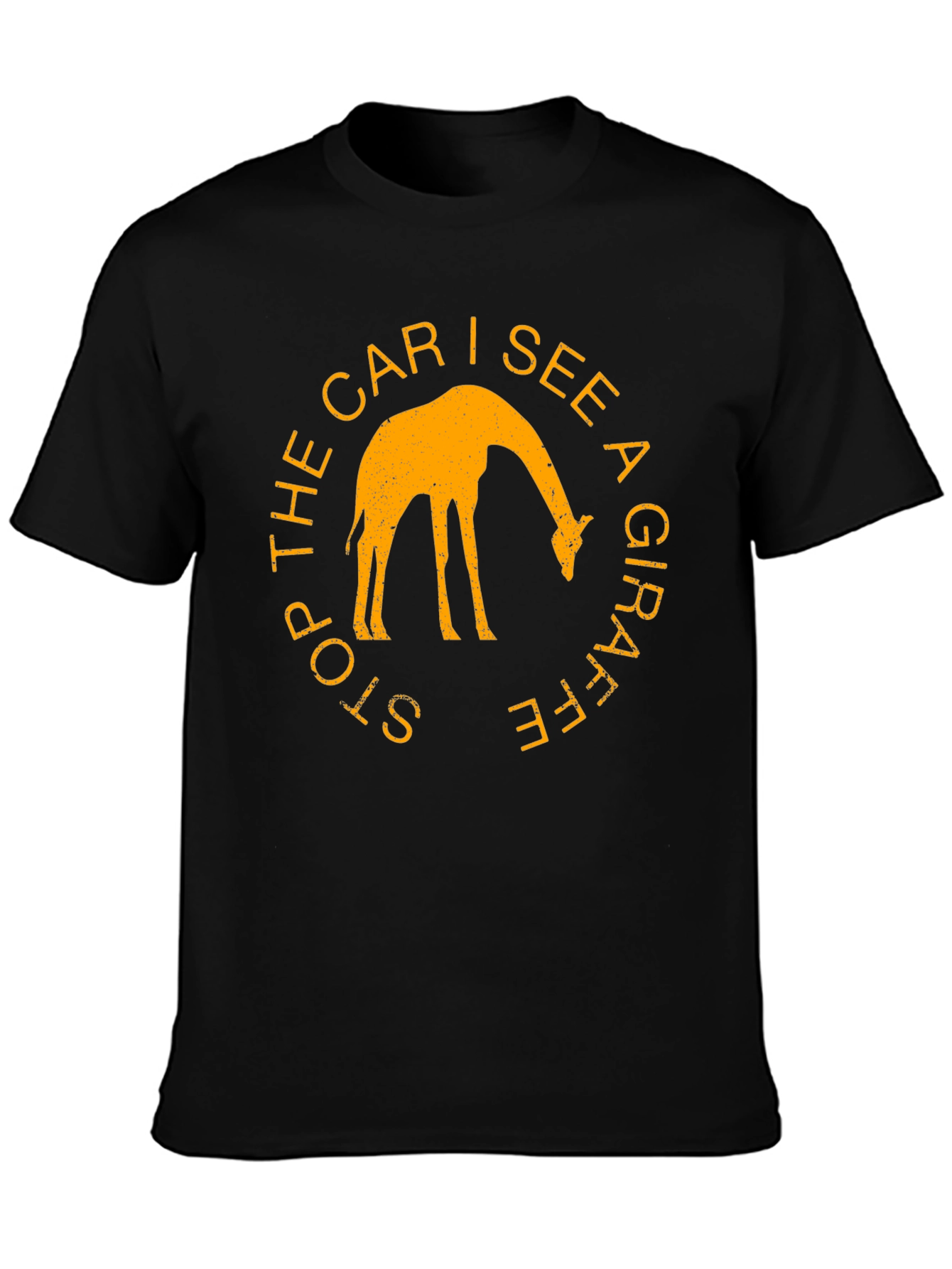 Black Giraffe Graphic Tee - Stop The Car I See A Giraffe Black Shirt view 3