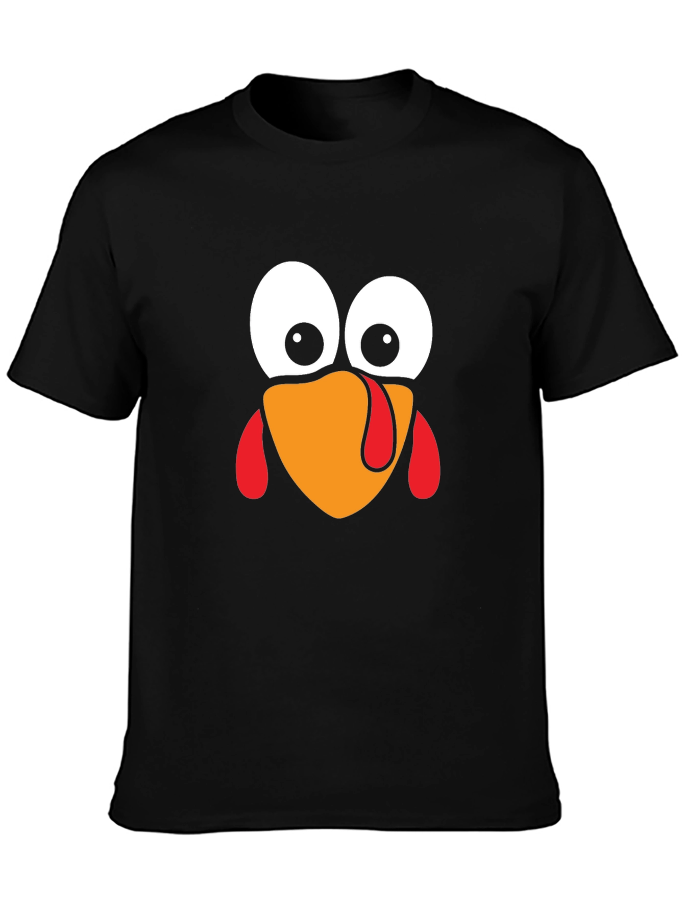 Black Funny Turkey Face Thanksgiving Black T-Shirt view 3