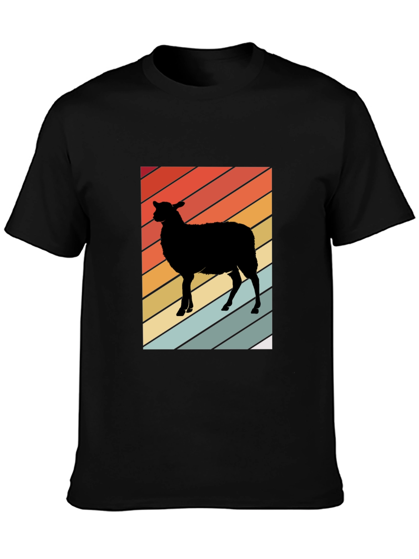 Black Retro Sheep Graphic Tee - Men's Black T-Shirt view 3